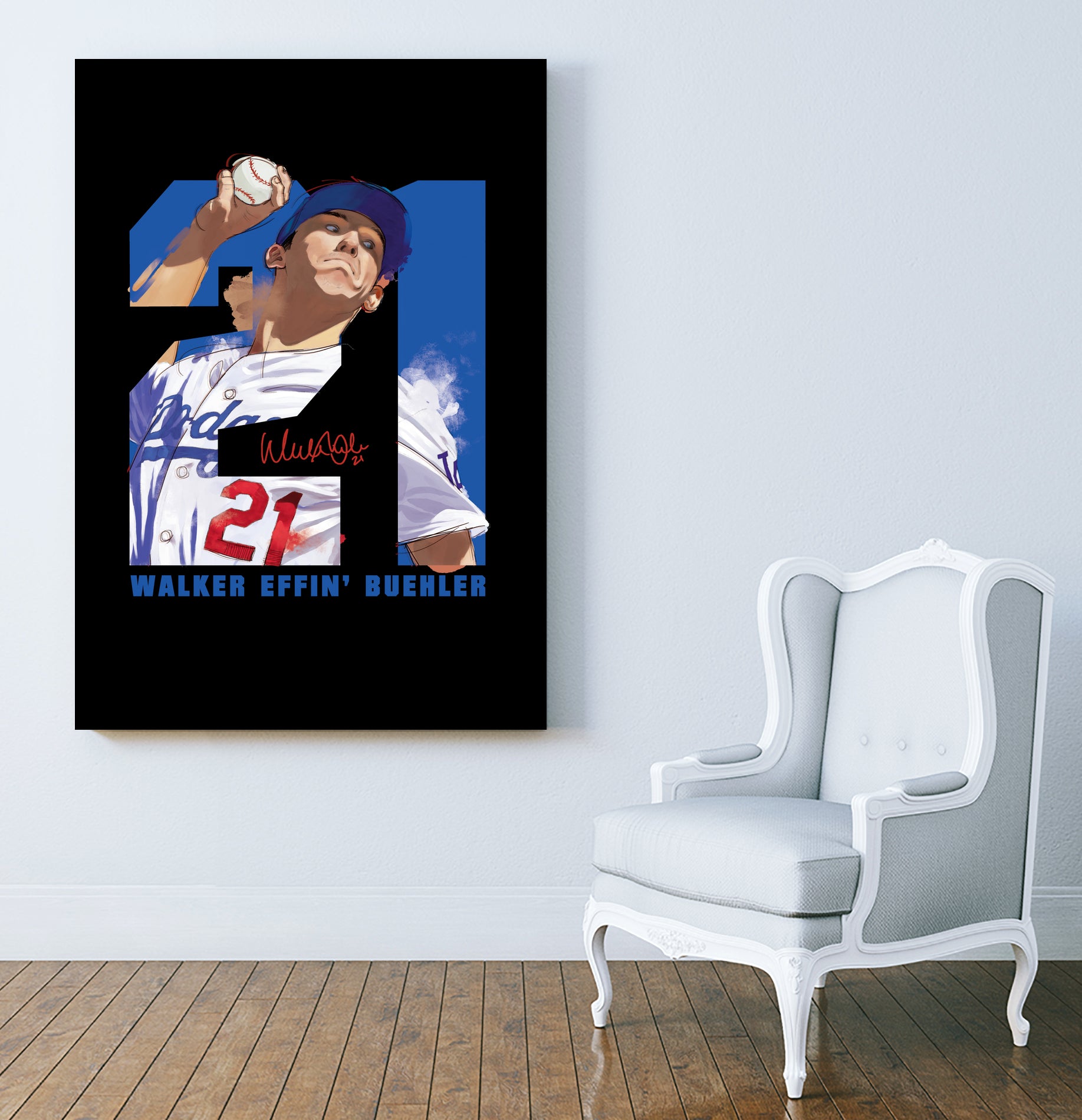 Walker Effin' Buehler by Claudia Labarca on GIANT ART - blue digital painting