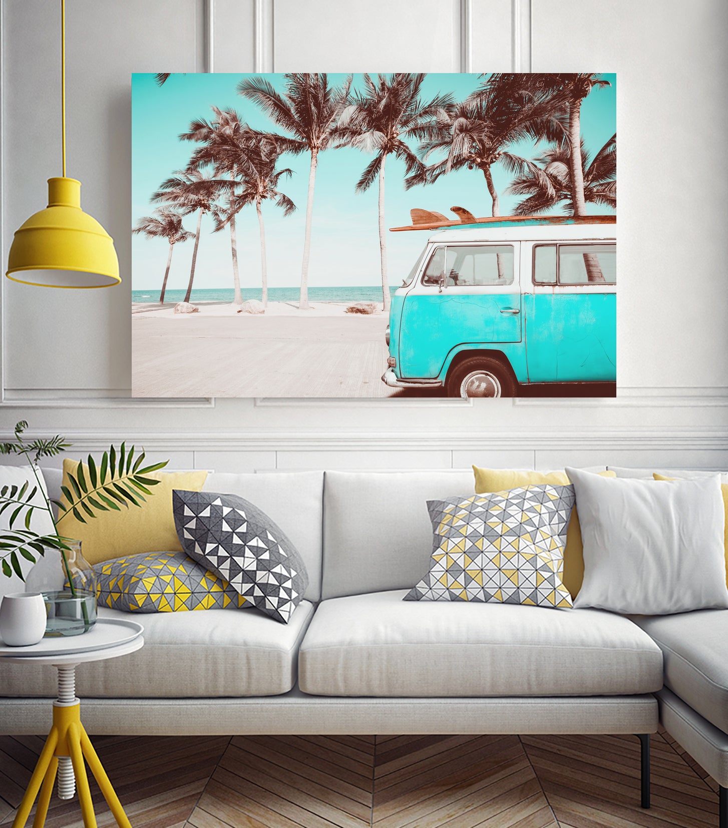 Retro Camper Van on the Beach by Rositsa Raicheva on GIANT ART - blue photo manipulation