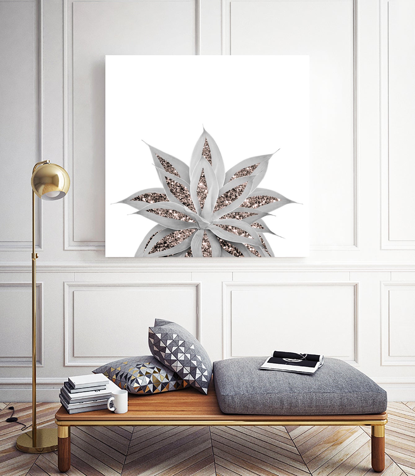 Gray Agave with Rose Gold Glitter #3 #shiny #tropical #decor by Anita & Bella Jantz on GIANT ART - gray photo illustration