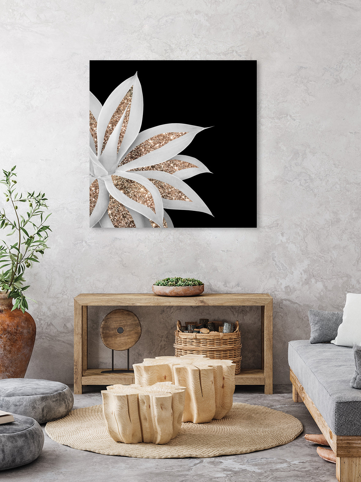 Agave Finesse Glitter Glam #6 #tropical #decor #art by Anita & Bella Jantz on GIANT ART - black photo illustration