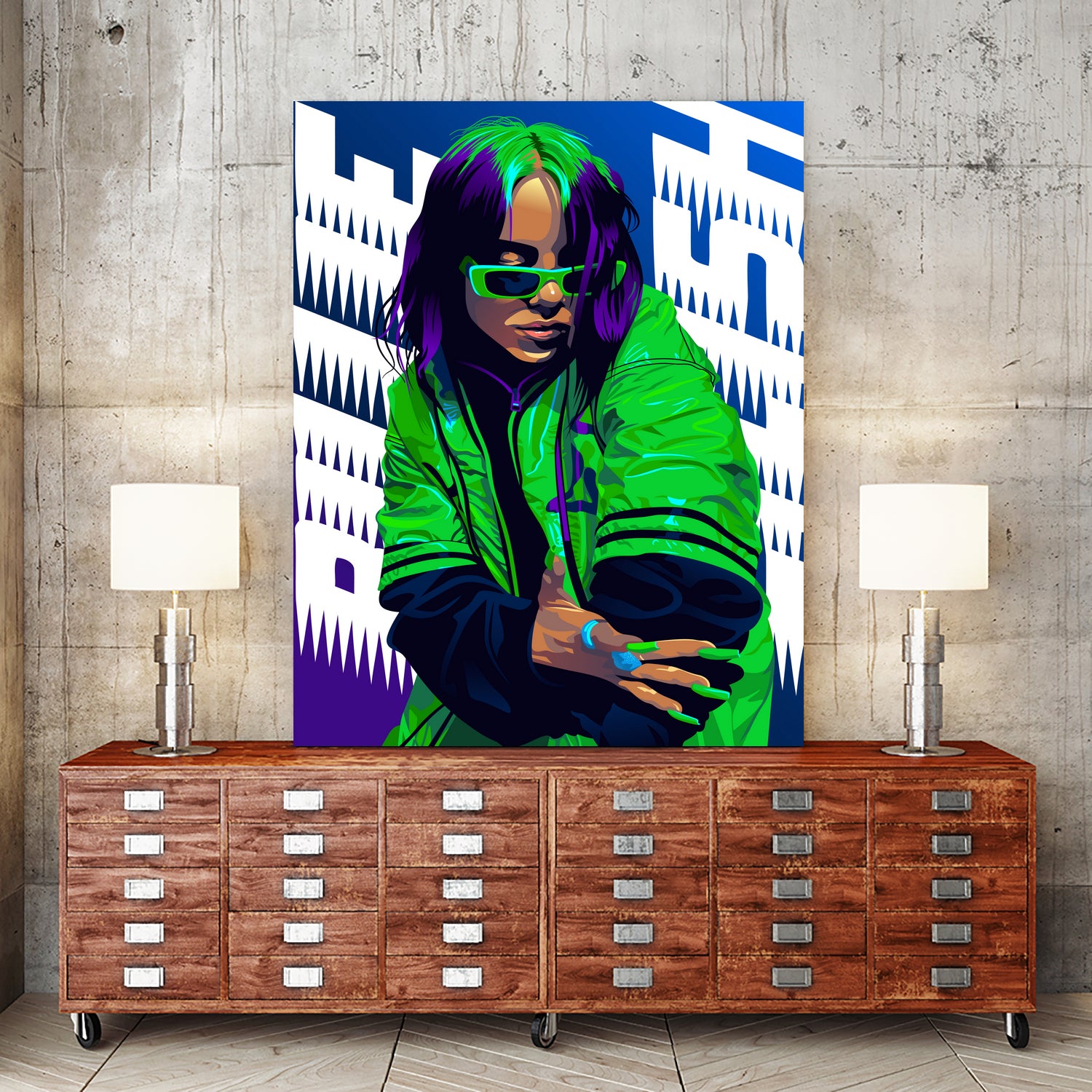 Billie Green Eilish by Laksana Ardie on GIANT ART - green digital painting