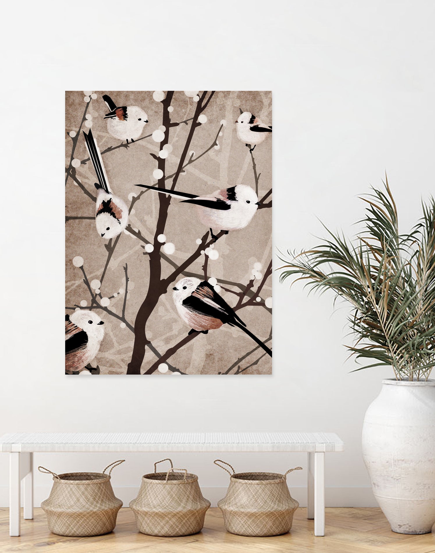 long tailed tits by Katherine Blower on GIANT ART - brown digital painting