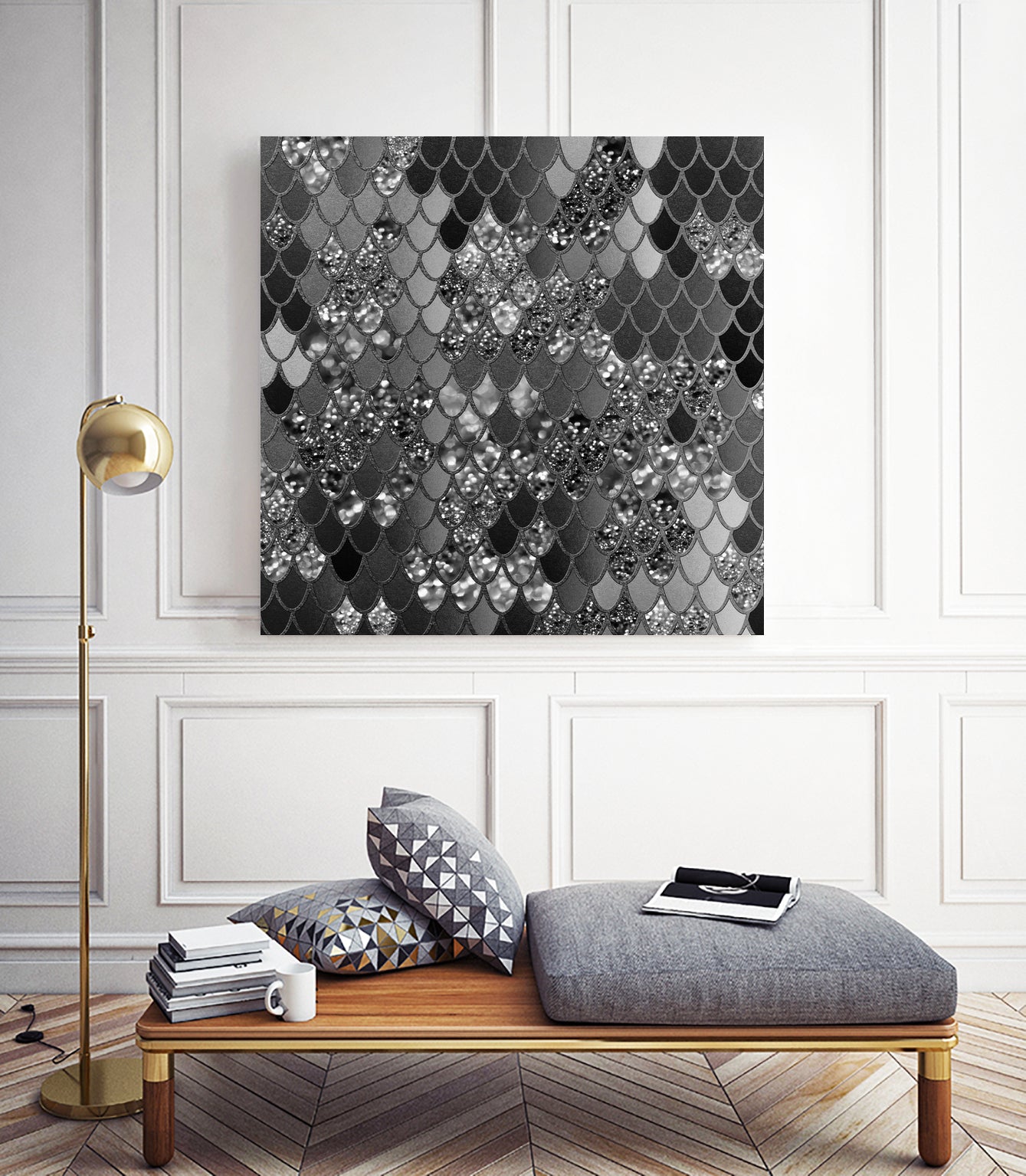 Mermaid Glitter Scales #7 (Faux Glitter) #shiny #decor #art by Anita & Bella Jantz on GIANT ART - gray digital drawing