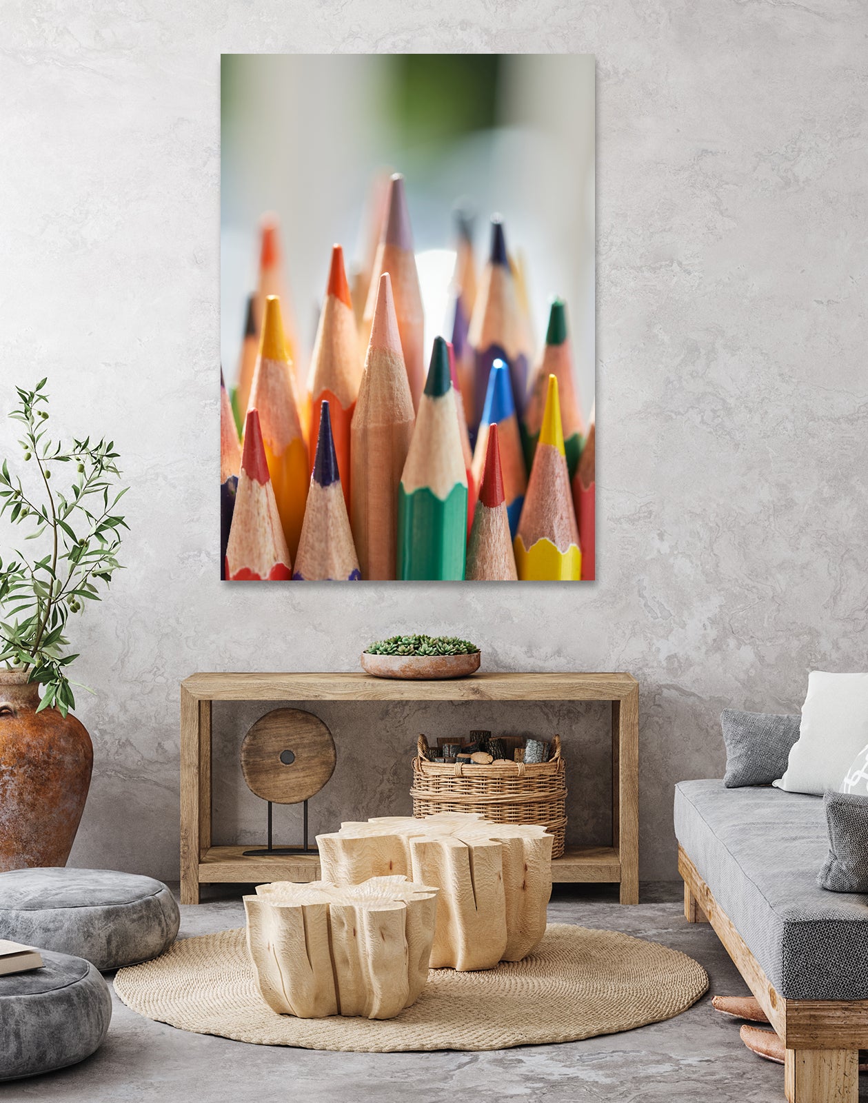 Close-up view of bunch of the colored pencil by Studio OMG on GIANT ART - yellow photo illustration