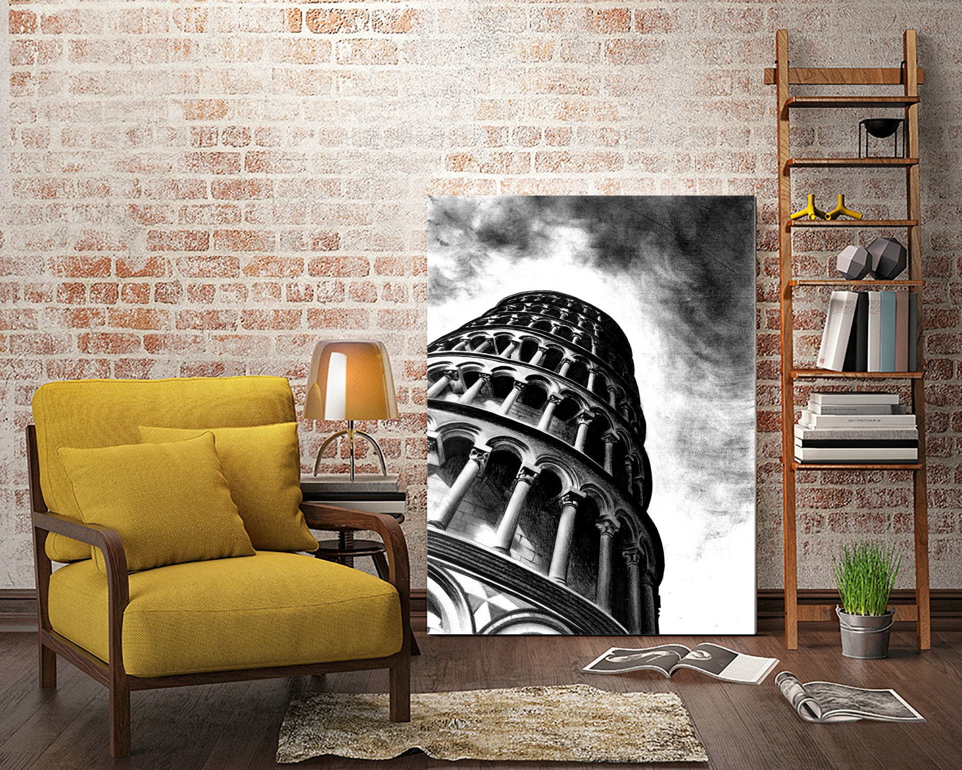 Tower of Pisa - Illustrated by Christine Mercer on GIANT ART - black digital painting