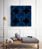 Blue carved tile ceramic effect by Bernadette Mombourgh on GIANT ART - blue digital painting