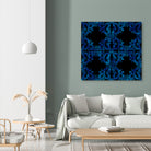 Blue carved tile ceramic effect by Bernadette Mombourgh on GIANT ART - blue digital painting