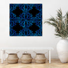 Blue carved tile ceramic effect by Bernadette Mombourgh on GIANT ART - blue digital painting