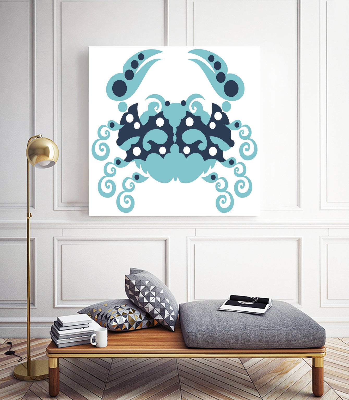 AMALFI CRAB WHITE by Thomas Fernez on GIANT ART - blue character design