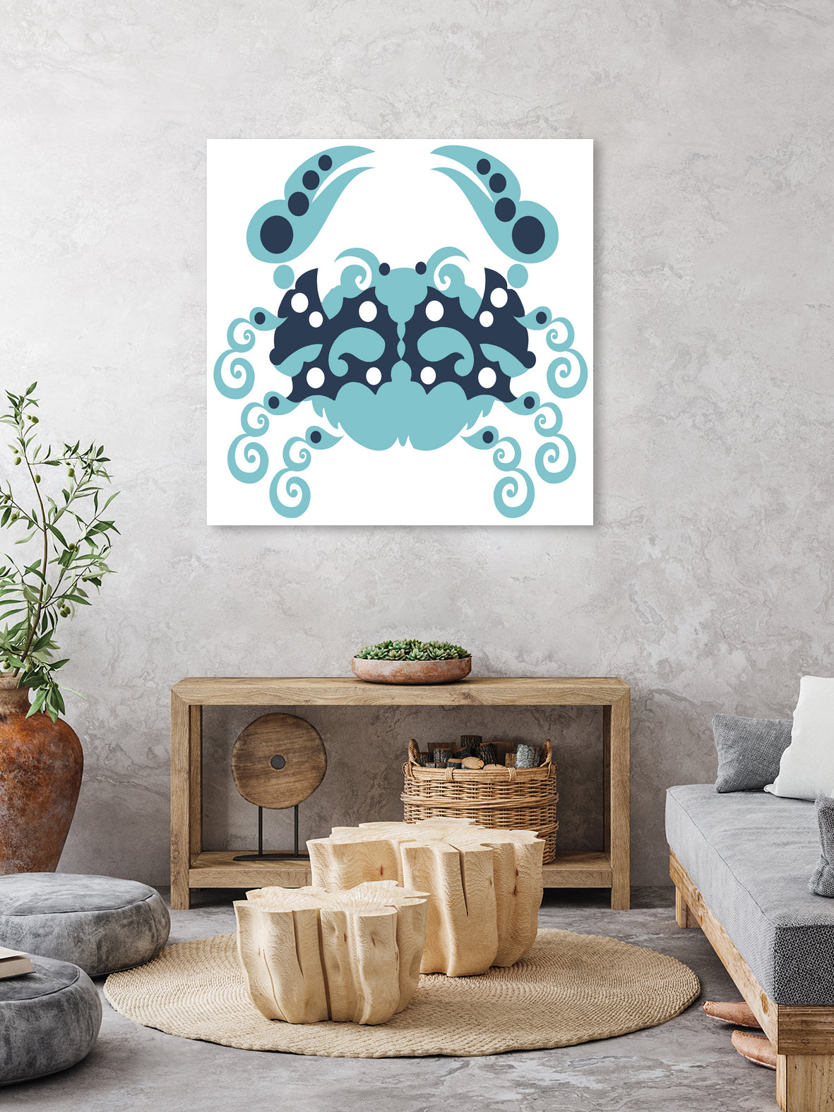 AMALFI CRAB WHITE by Thomas Fernez on GIANT ART - blue character design