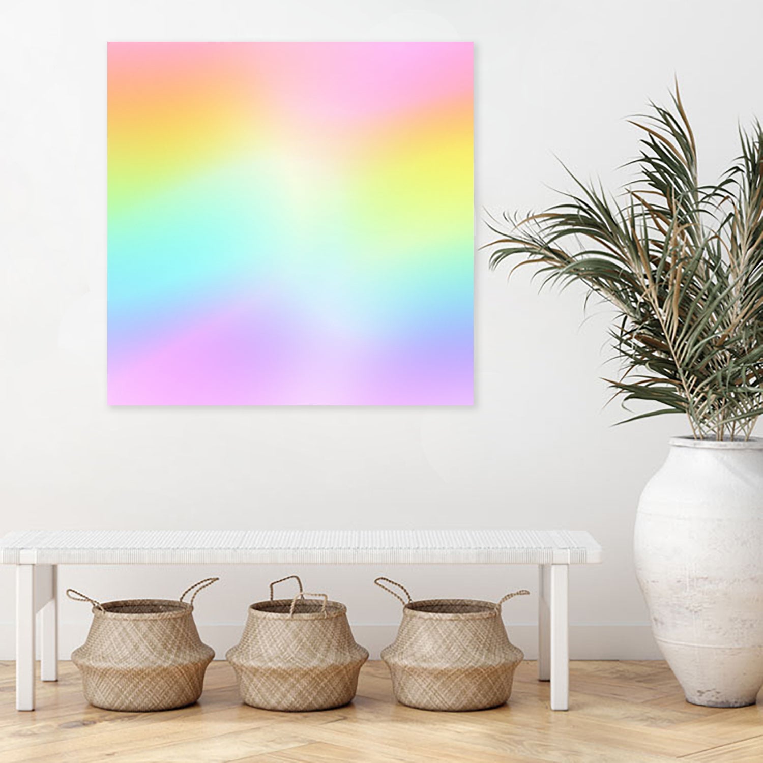 Beautiful Pastel Rainbow Ombre Design by Kelsey Lovelle on GIANT ART - pink digital painting