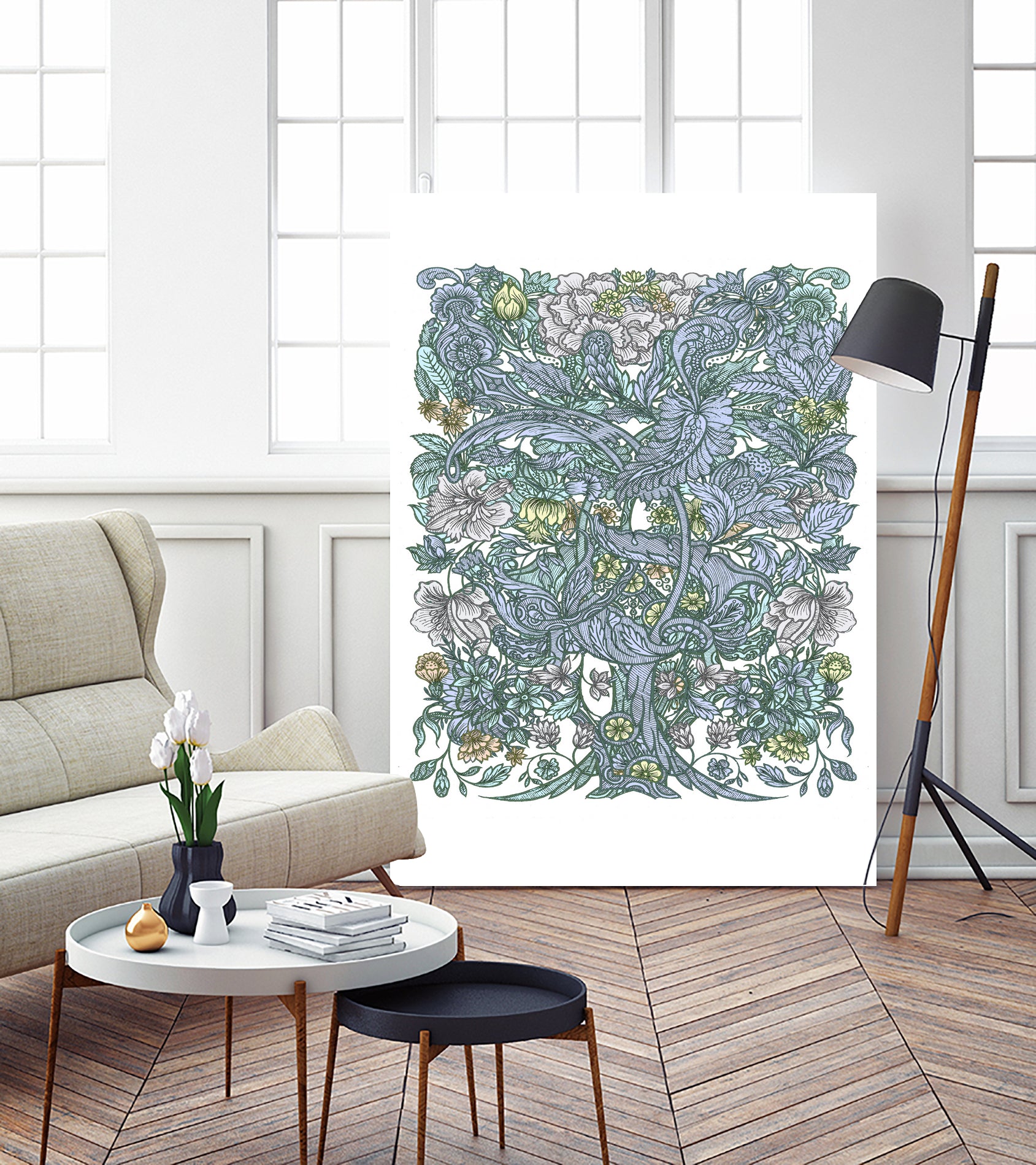 Floral delight by anne corr on GIANT ART - blue digital painting