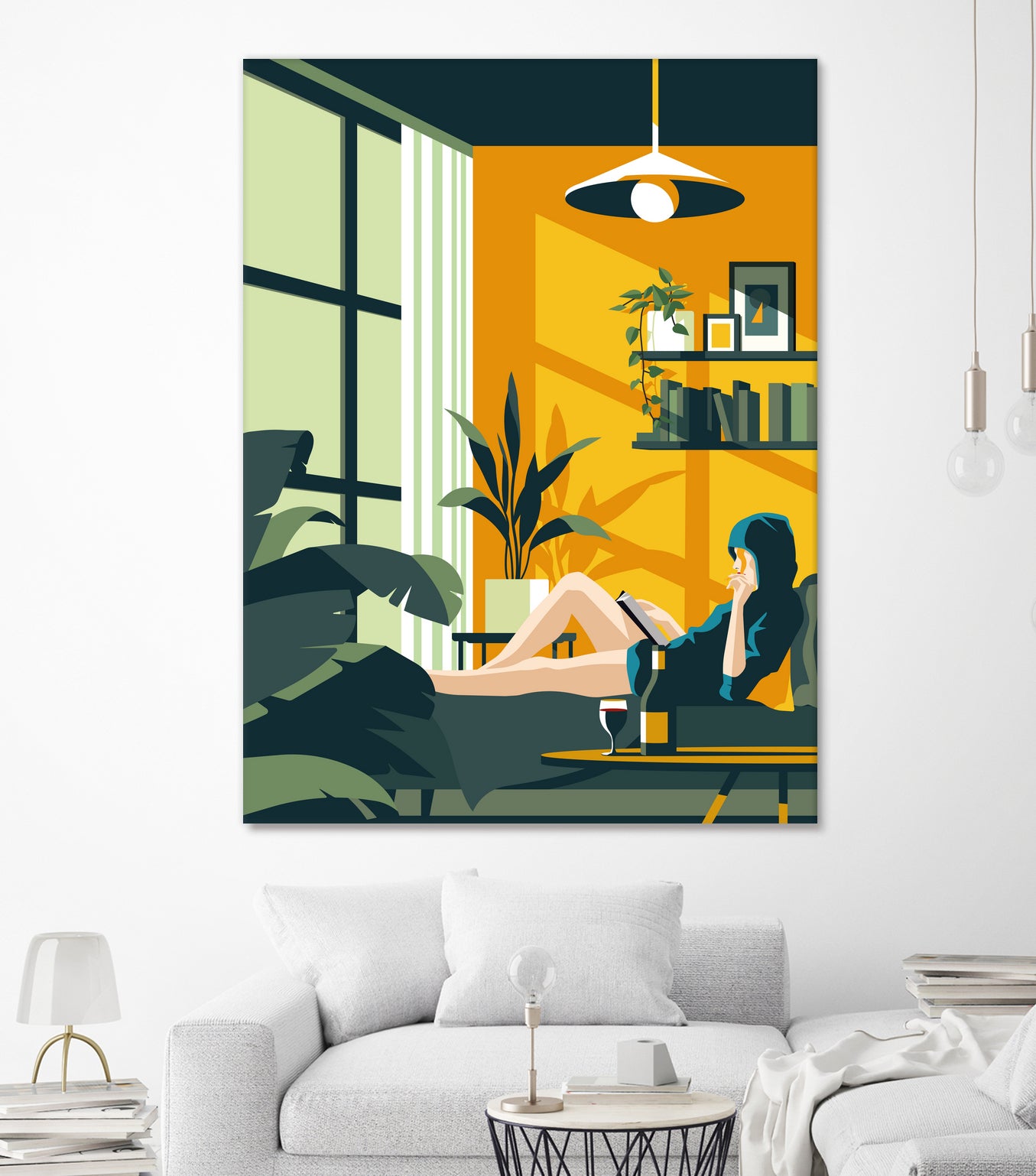 The Blue Hat Girl / Stay Home by Roland Bánrévi on GIANT ART - green vector illustration