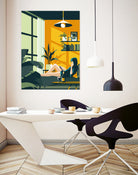 The Blue Hat Girl / Stay Home by Roland Bánrévi on GIANT ART - green vector illustration