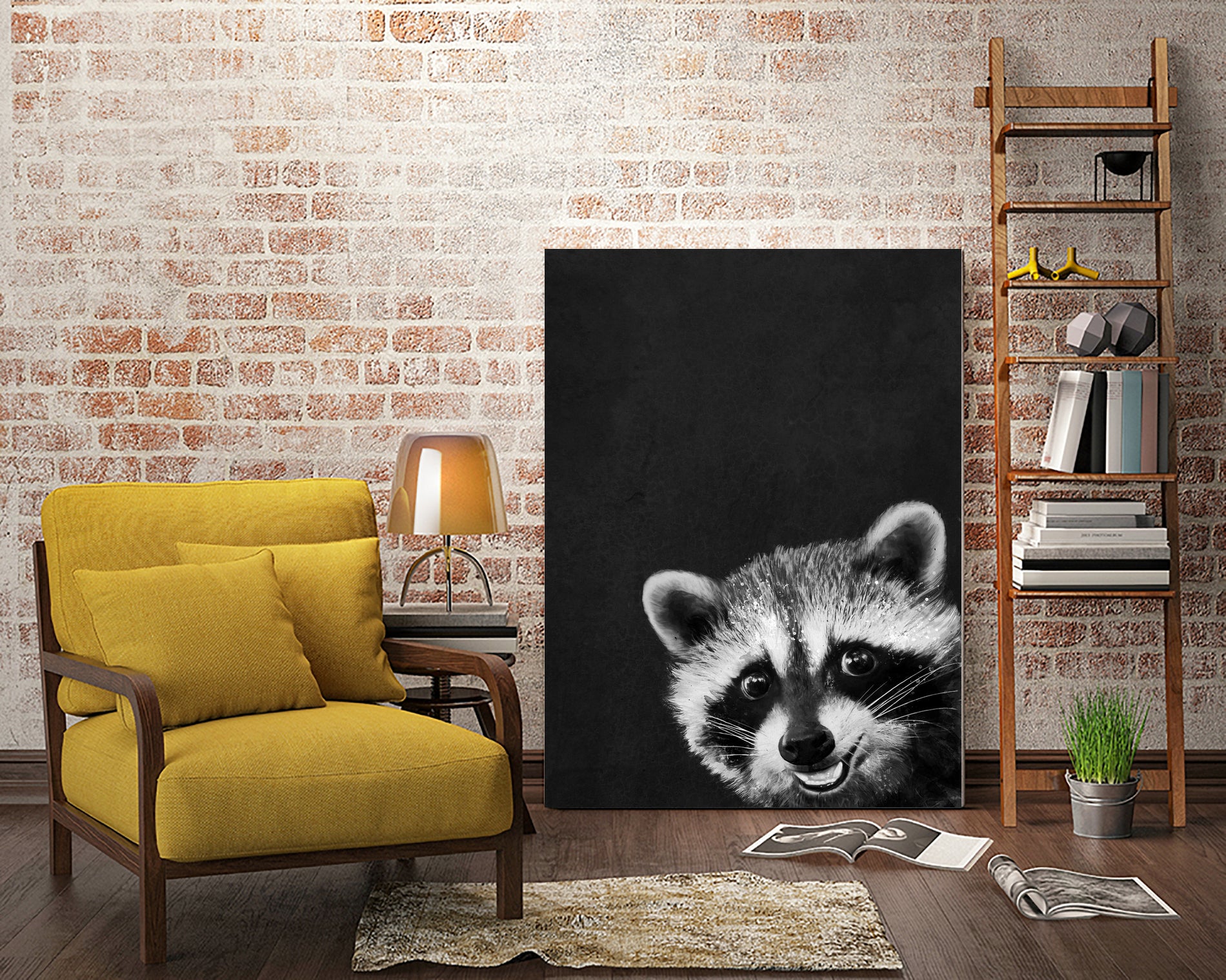 raccoon---I-m-not-sleepy- by Laura Graves on GIANT ART - black photo illustration