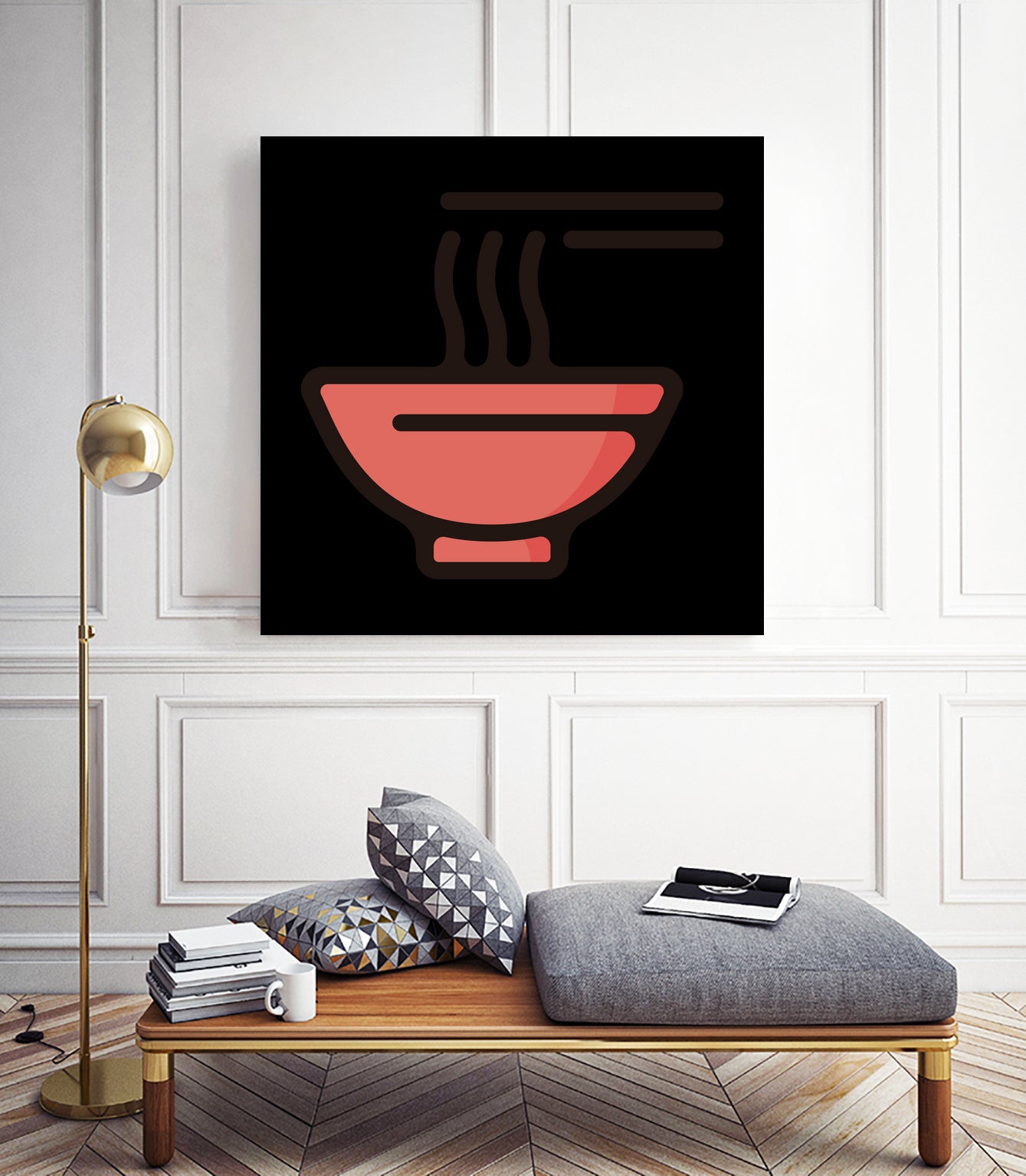 Ramen : Minimalistic icon series by Satoshi Kikyo on GIANT ART - red digital painting