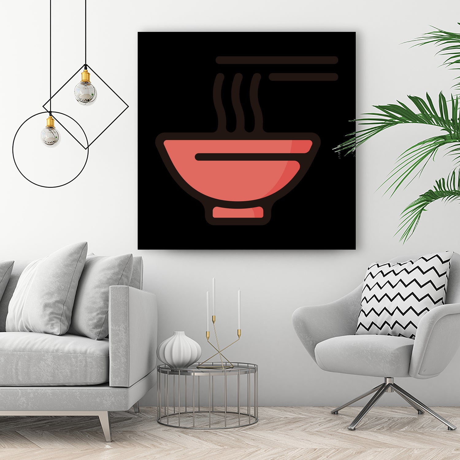 Ramen : Minimalistic icon series by Satoshi Kikyo on GIANT ART - red digital painting