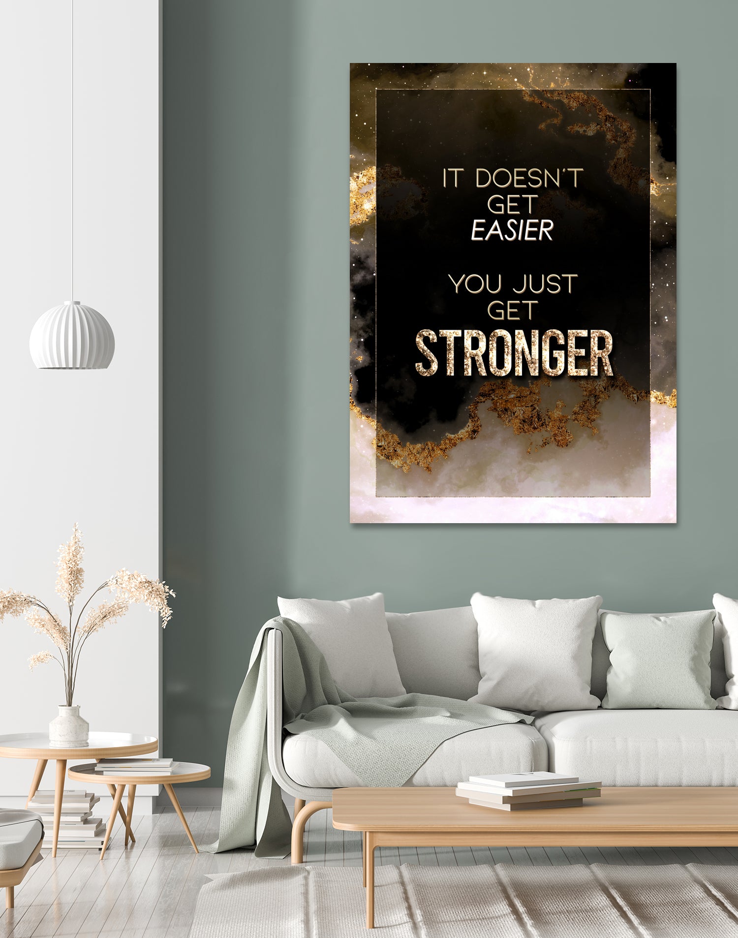 It Doesn't Get Easier You Just Get Stronger Gold Moti by Raul Andre Petrasanta on GIANT ART - yellow digital painting