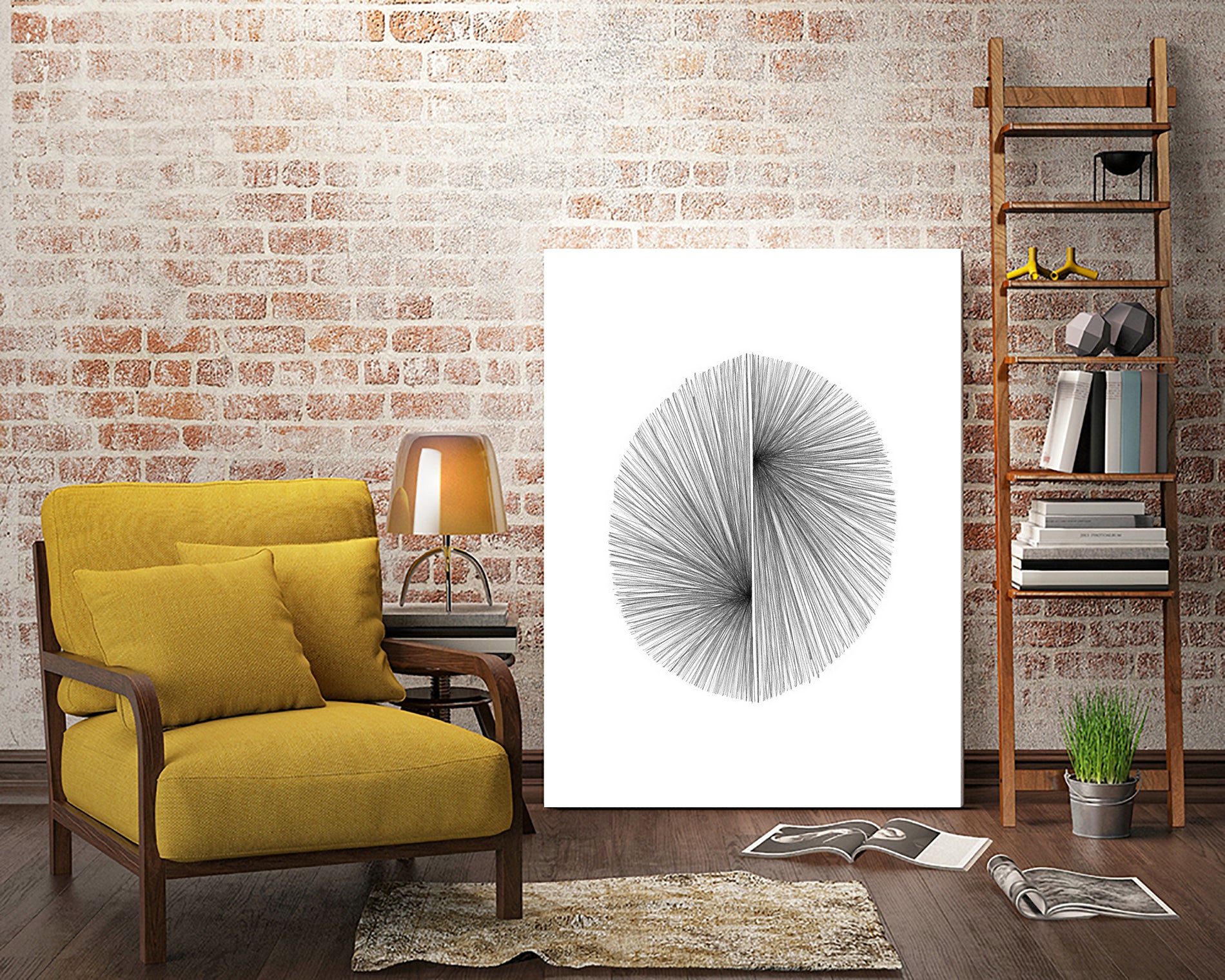 Mid Century Modern Geometric Abstract Circle Line Drawing by Janine Aykens on GIANT ART - gray mixed media