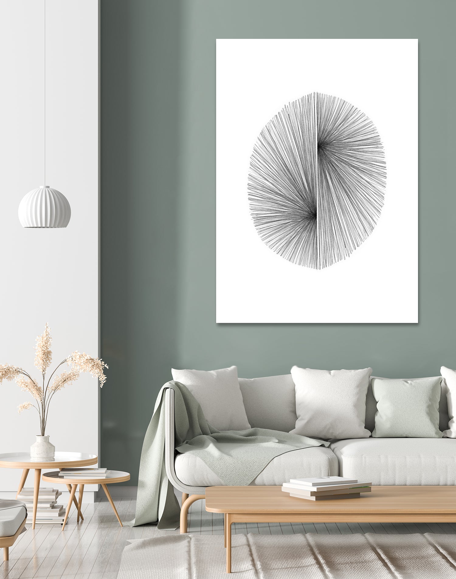 Mid Century Modern Geometric Abstract Circle Line Drawing by Janine Aykens on GIANT ART - gray mixed media