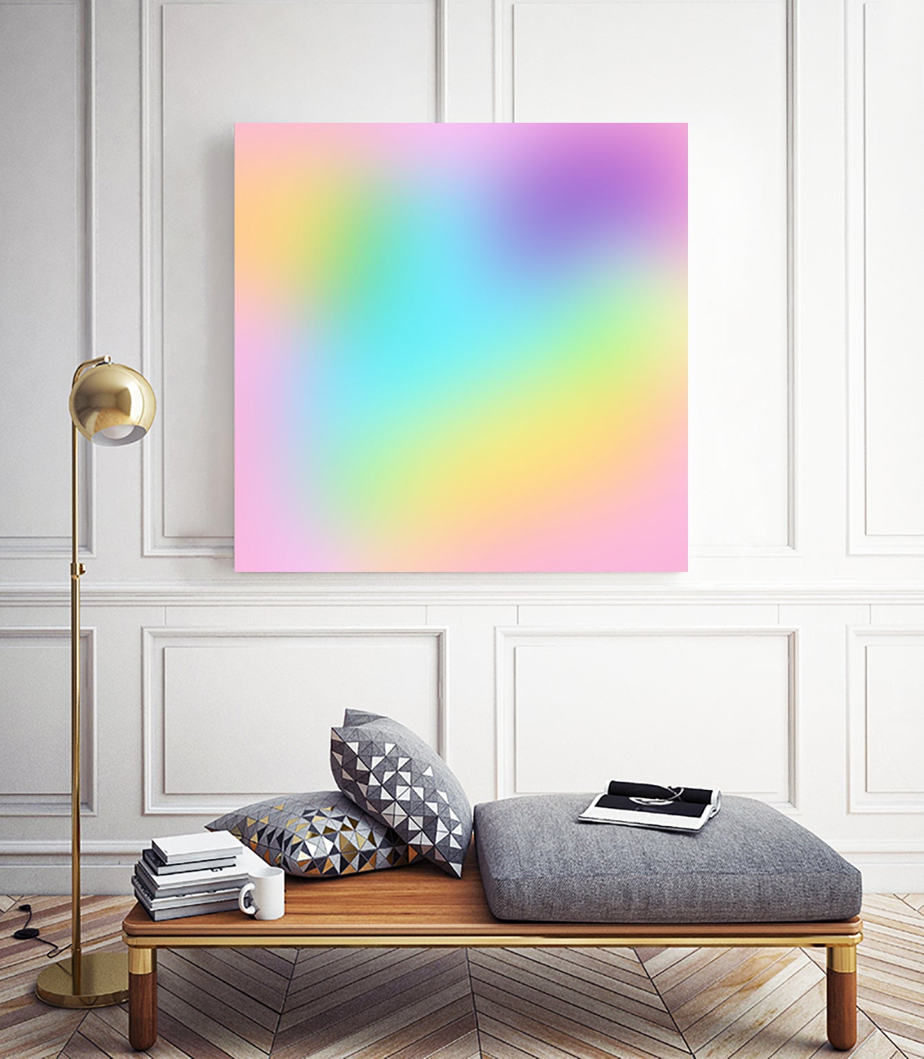 Soft Pastel Rainbow Gradient by Kelsey Lovelle on GIANT ART - blue digital painting