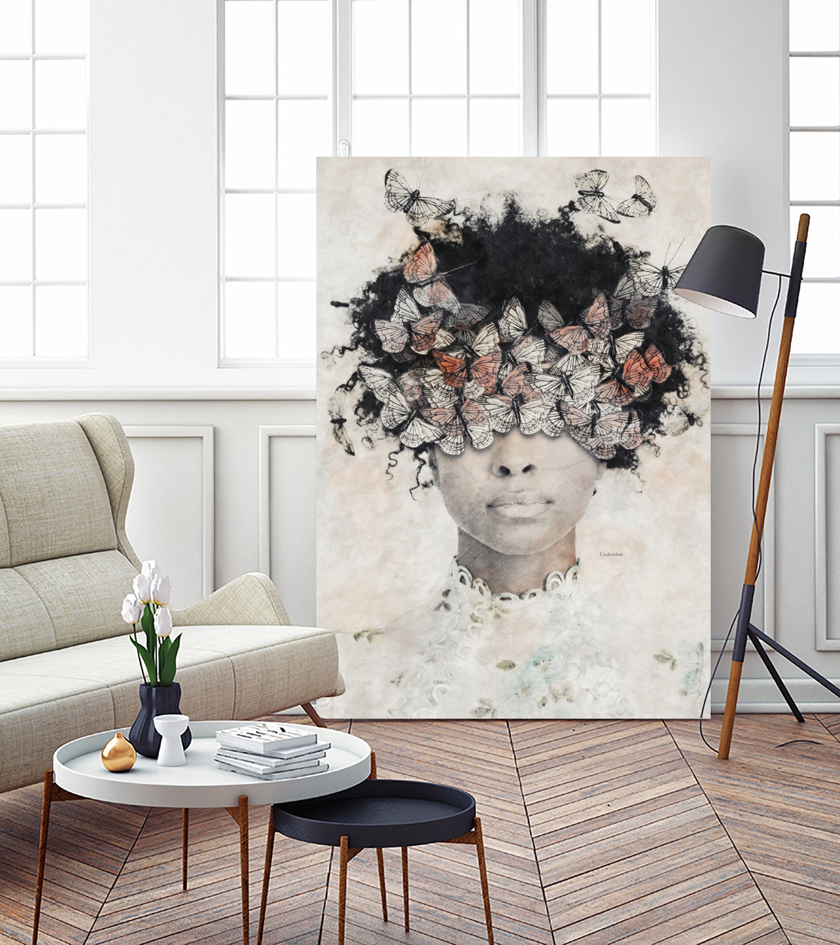 BEAUTY AND BUTTERFLIES by Menelaos Trompoukis on GIANT ART - brown digital painting