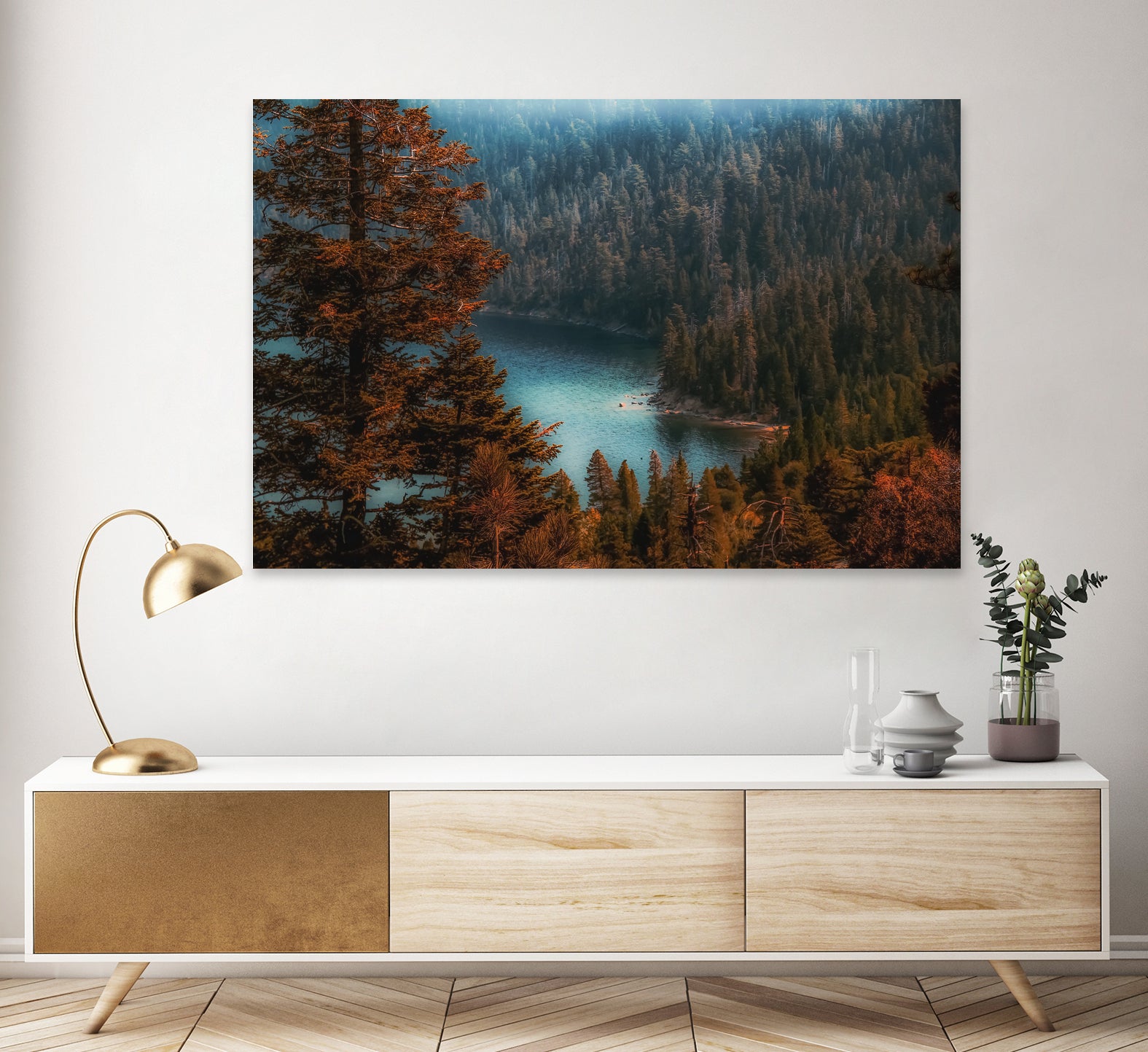 pine tree at Emerald Bay Lake Tahoe California USA by sutee monchitnukul on GIANT ART - red photo manipulation