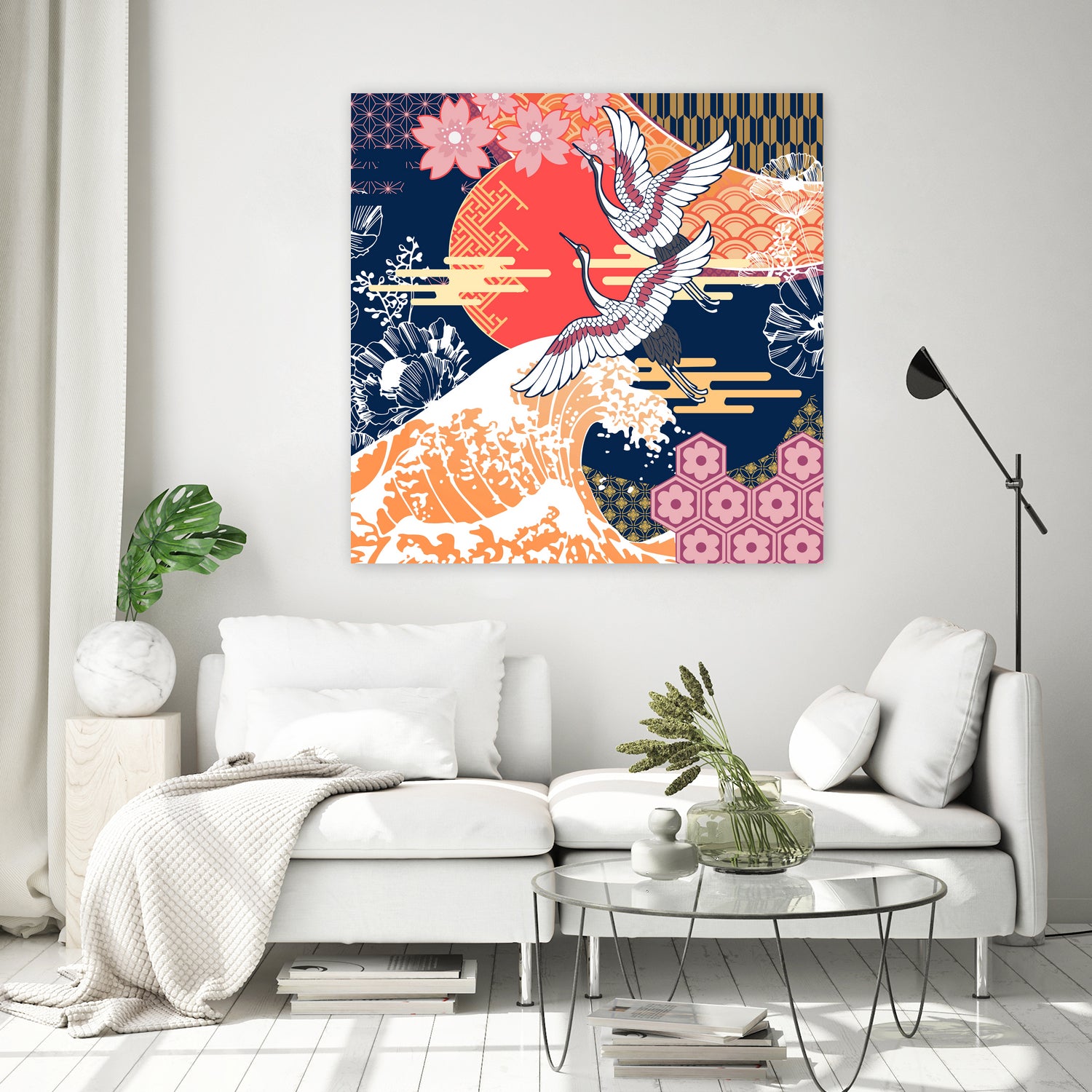 Moon and Crane by ROMA TIMBREZA on GIANT ART - blue digital drawing