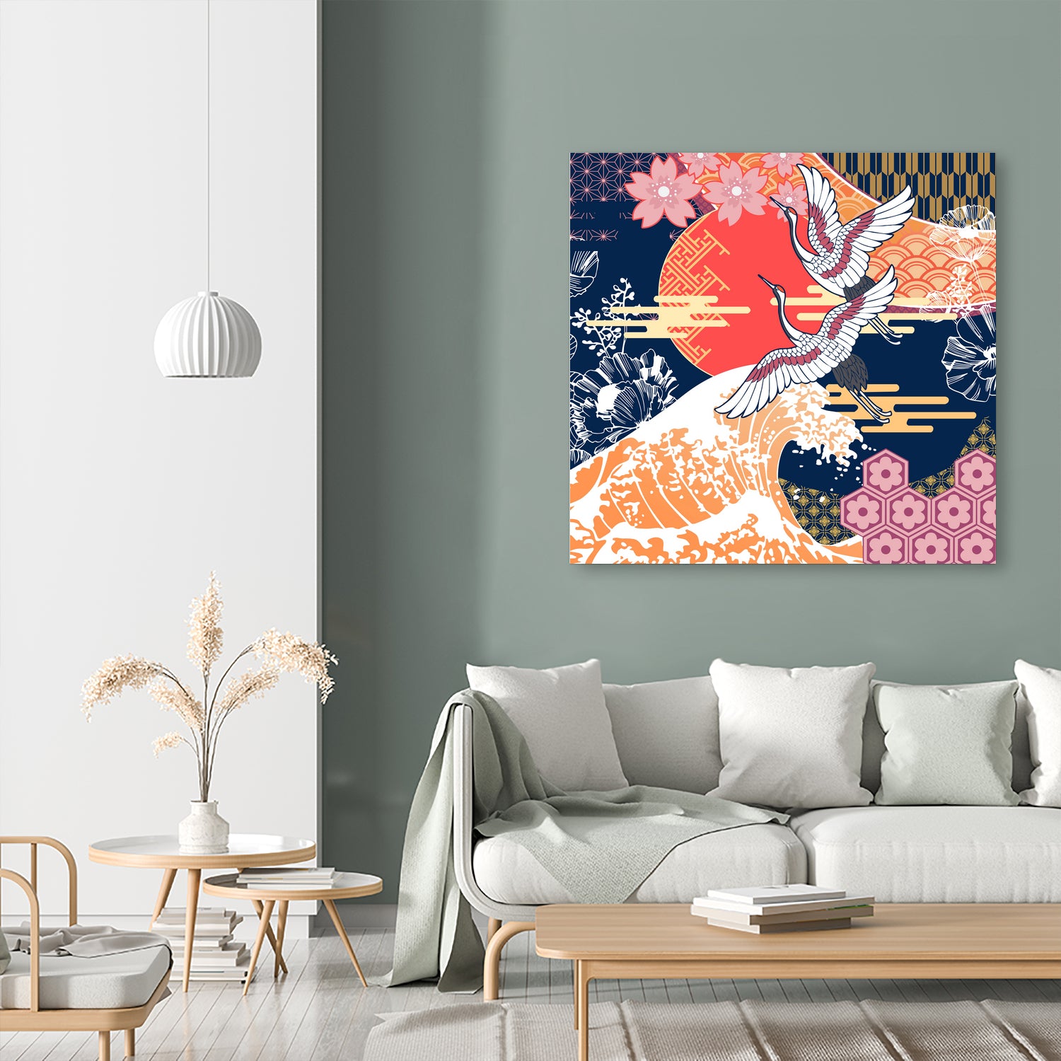 Moon and Crane by ROMA TIMBREZA on GIANT ART - blue digital drawing