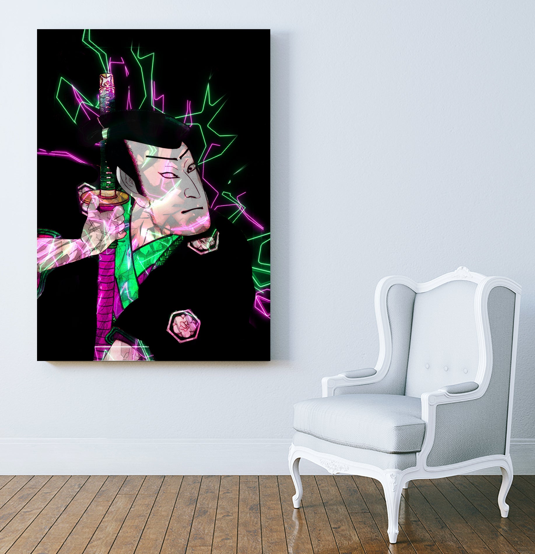 Samurai Japan Print Art Colored by Damian firenza on GIANT ART - fuchsia digital painting