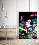 Samurai Japan Print Art Colored Neon Electric by Damian firenza on GIANT ART - fuchsia digital painting
