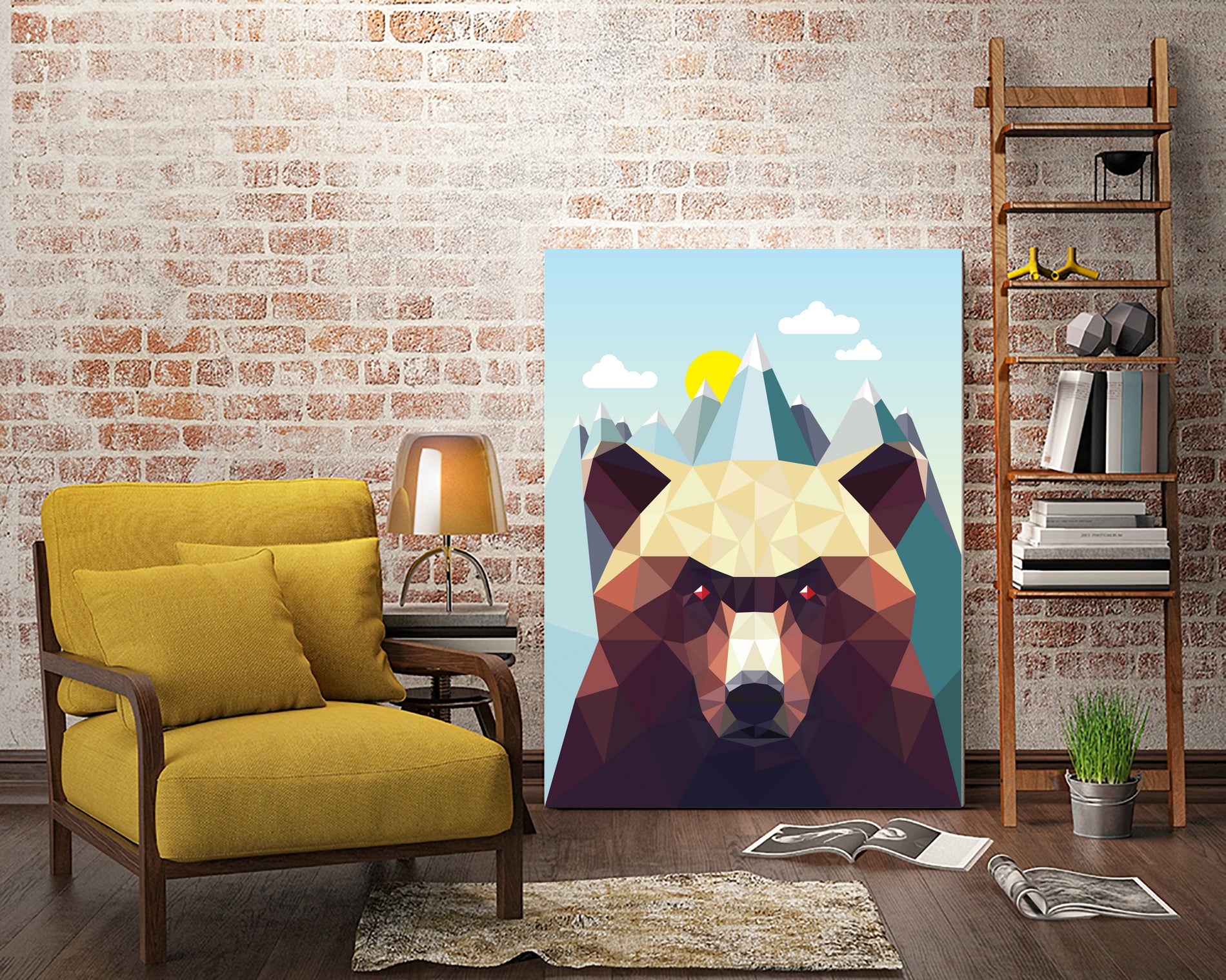 Bear Mountain by David Iwane on GIANT ART - blue vector illustration