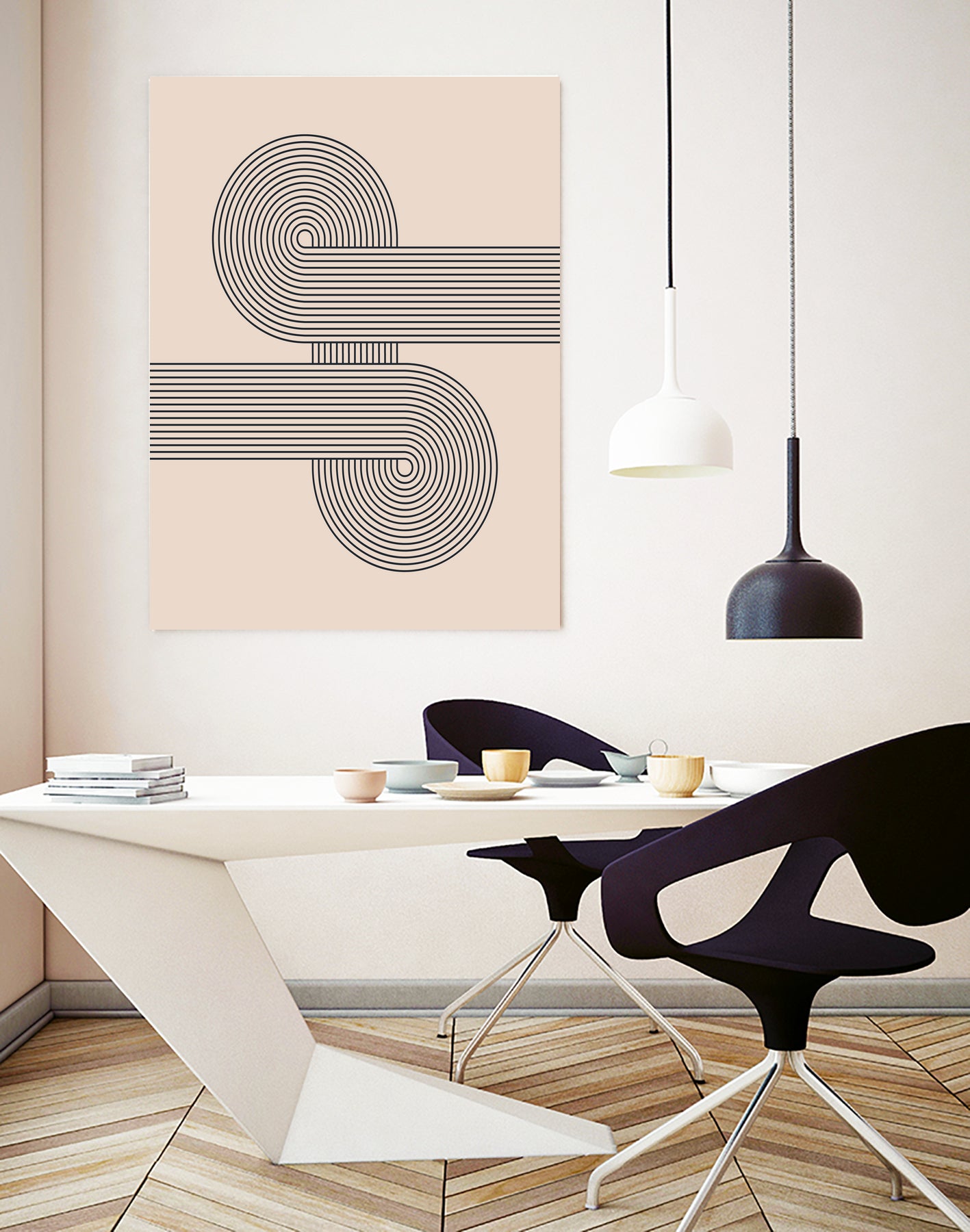 Mid century Modern Geometric by Akshay Mahatme on GIANT ART - black digital drawing