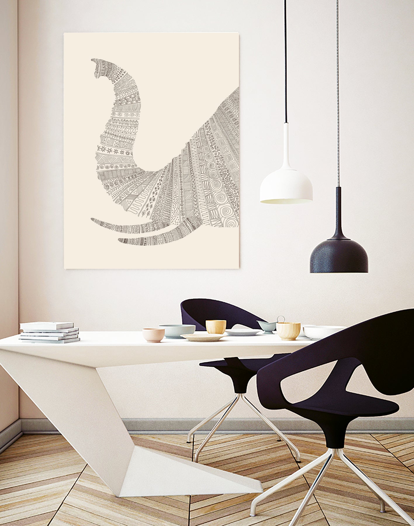 Elephant (On Beige) by Florent Bodart on GIANT ART - white digital drawing