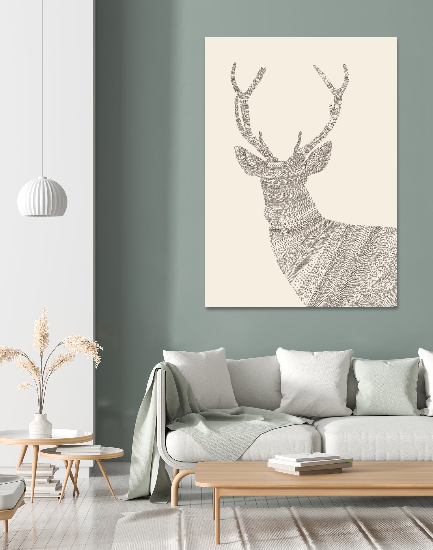 Stag / Deer (On Beige) by Florent Bodart on GIANT ART - digital drawing