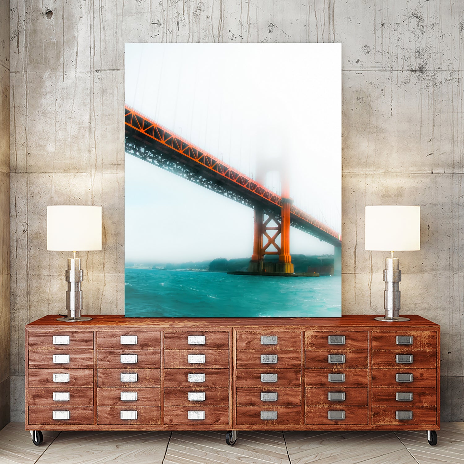 bridge and bay view at Golden Gate Bridge, San Francisco by sutee monchitnukul on GIANT ART - red photo manipulation