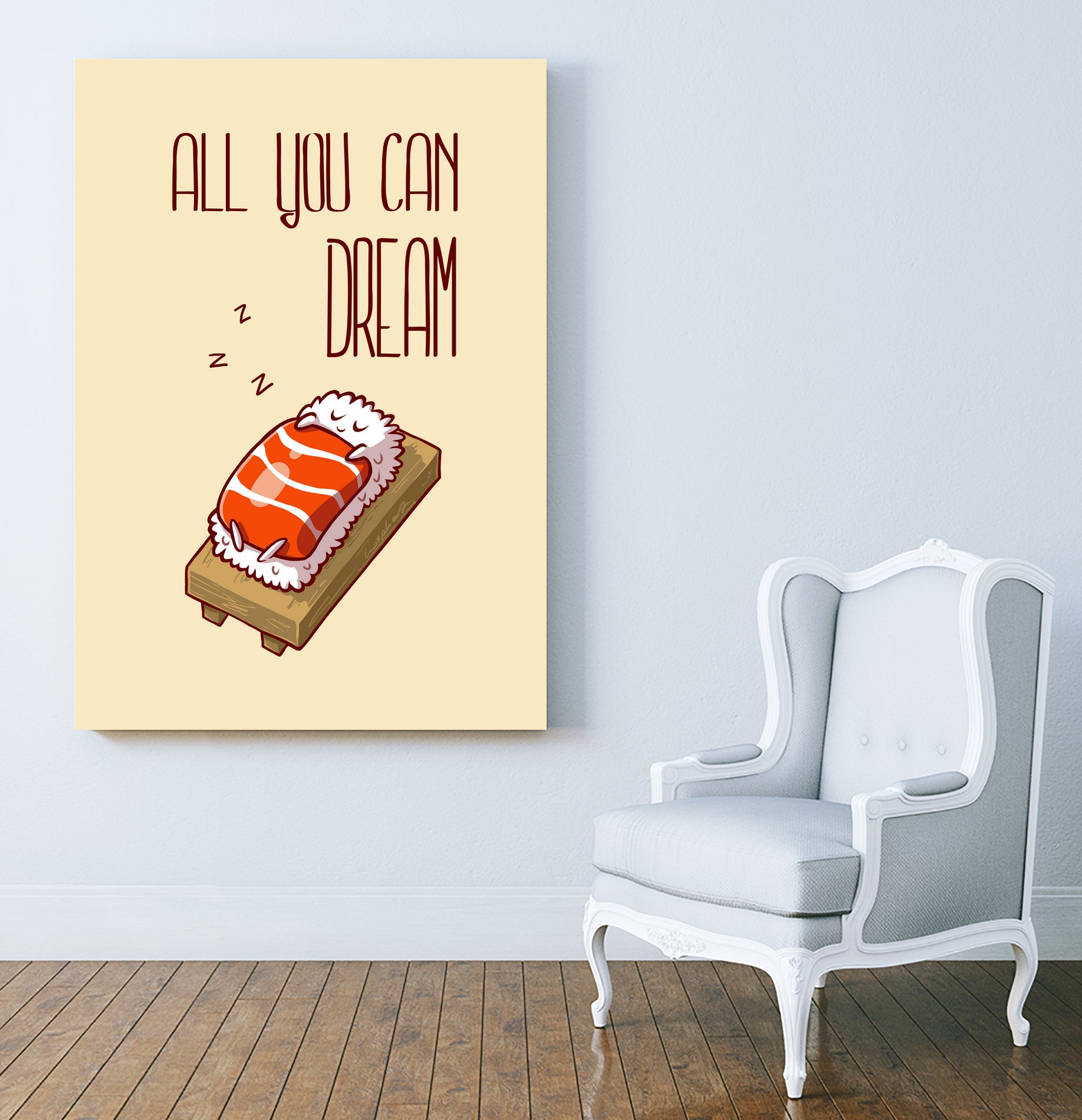 nigiri sake sleep by Paola Morpheus on GIANT ART - yellow vector illustration