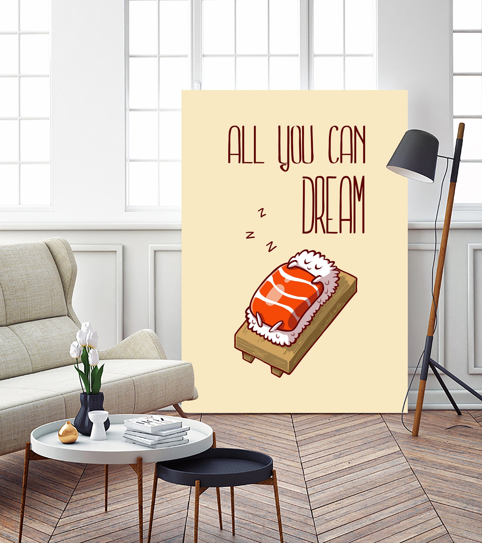 nigiri sake sleep by Paola Morpheus on GIANT ART - yellow vector illustration