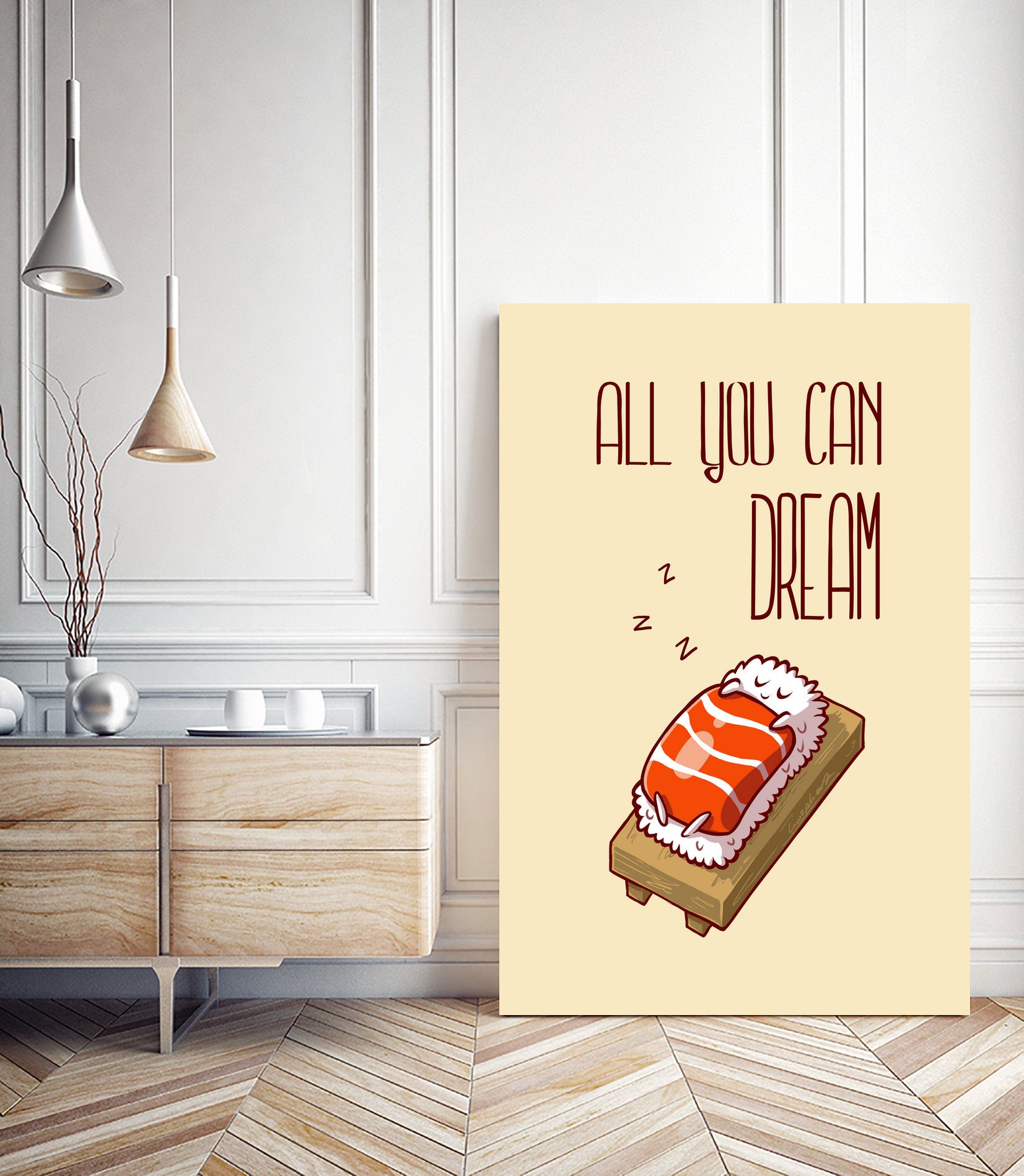 nigiri sake sleep by Paola Morpheus on GIANT ART - yellow vector illustration