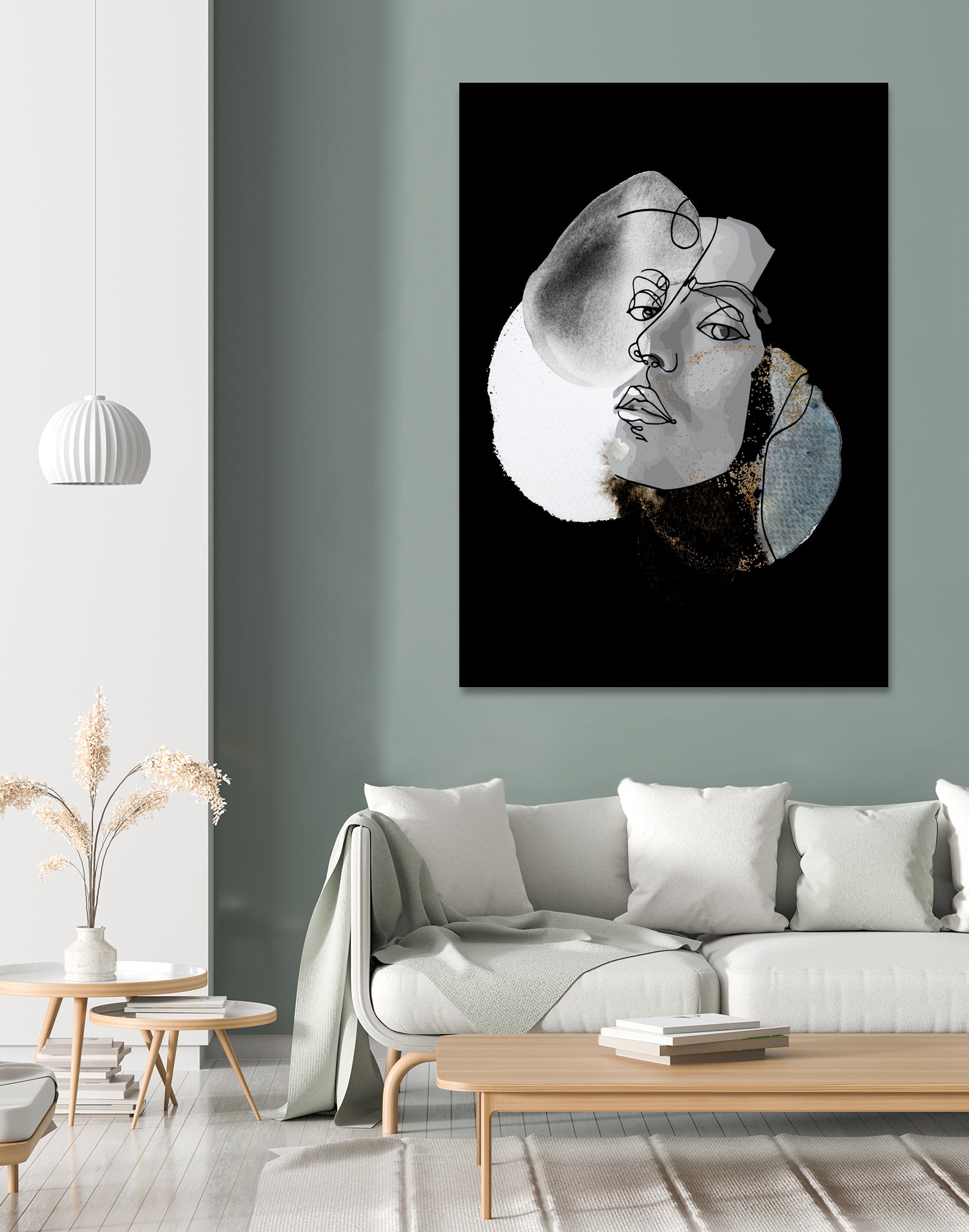 male line art portrait by Sabine Hoffmann on GIANT ART - black digital drawing