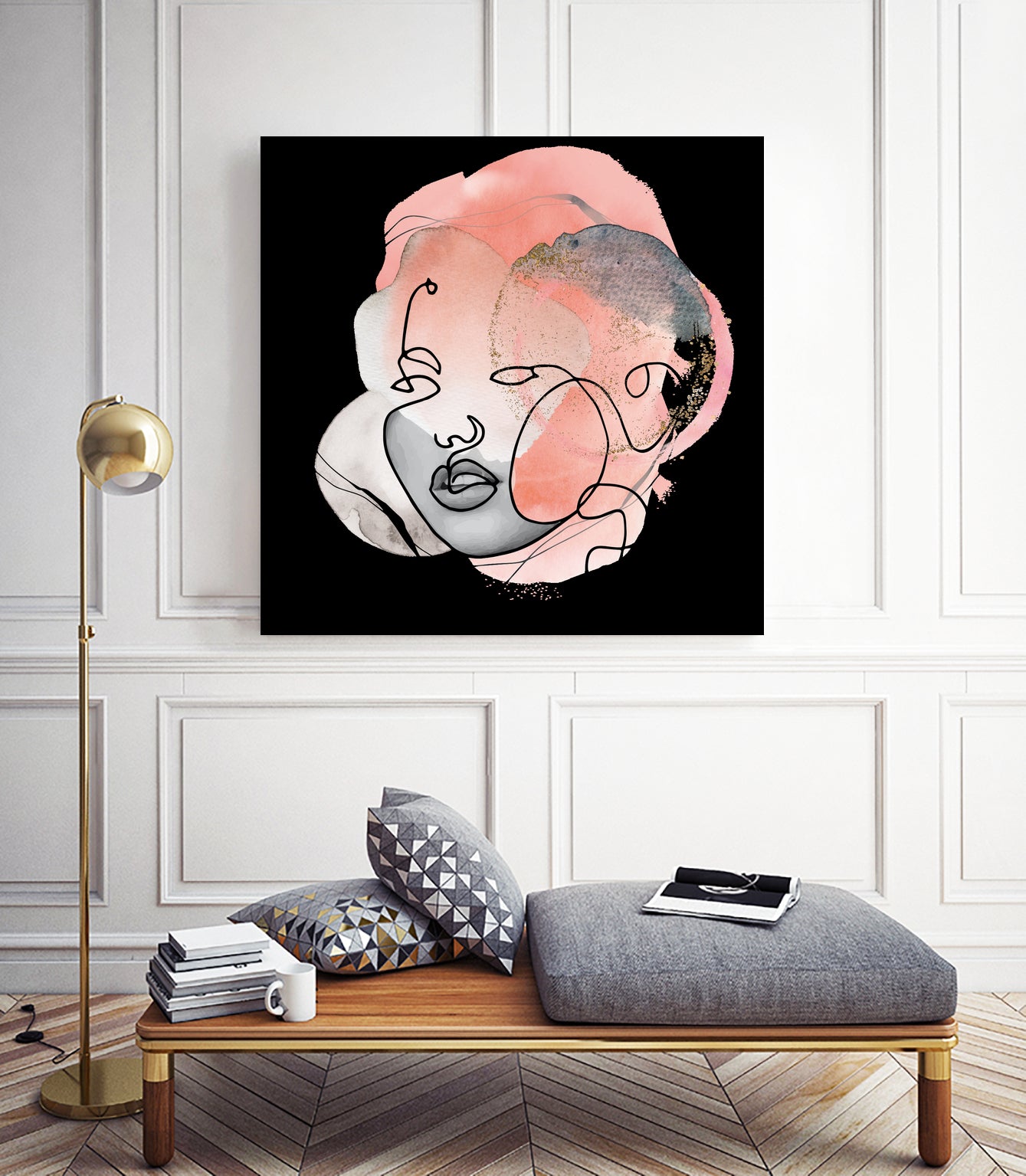 female line art portrait by Sabine Hoffmann on GIANT ART - black vector illustration