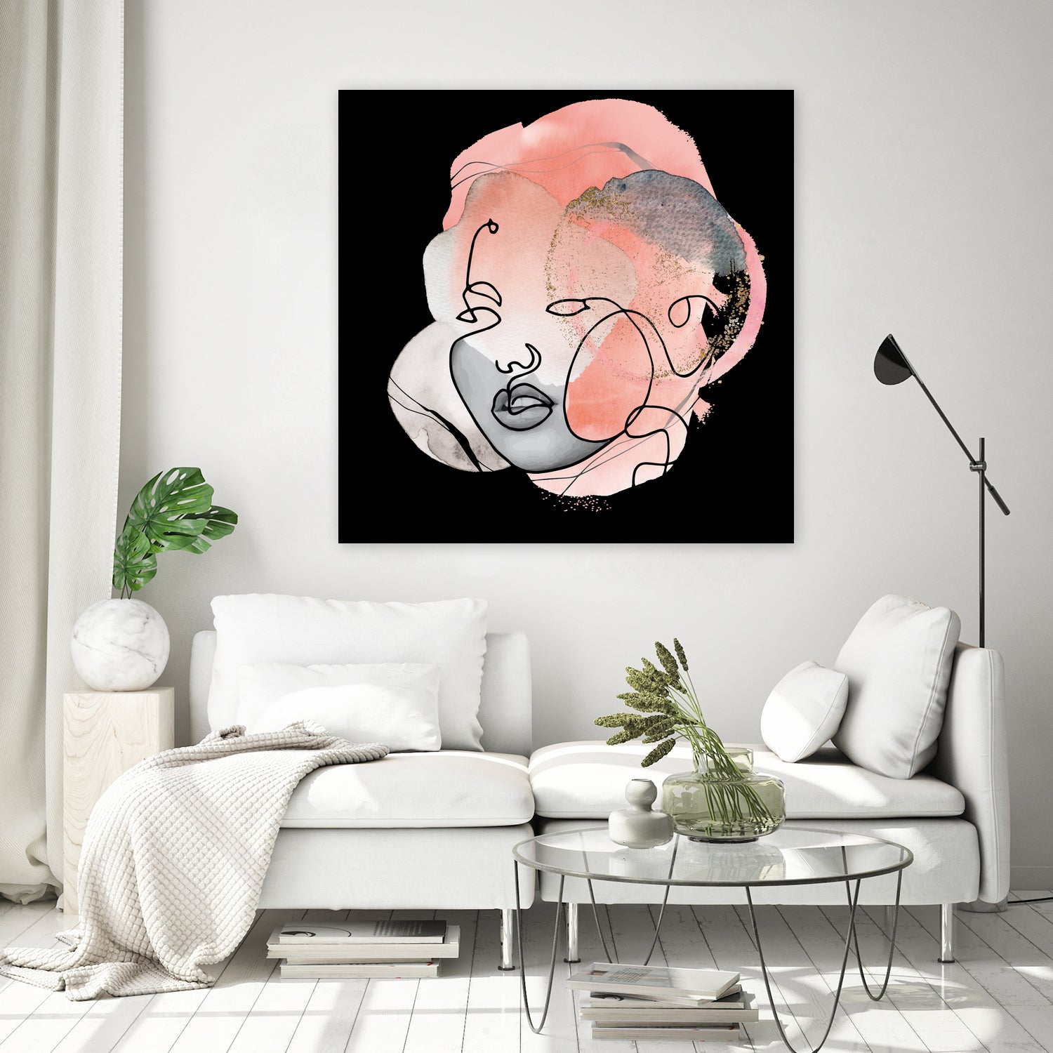 female line art portrait by Sabine Hoffmann on GIANT ART - black vector illustration