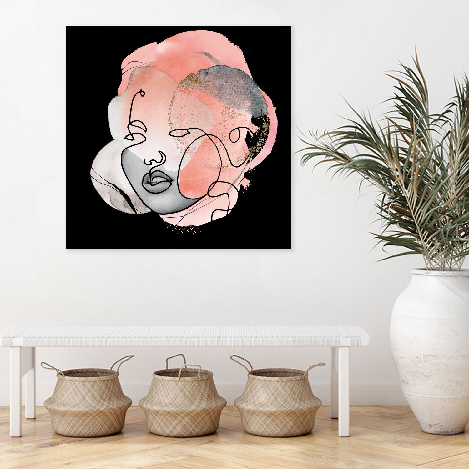 female line art portrait by Sabine Hoffmann on GIANT ART - black vector illustration