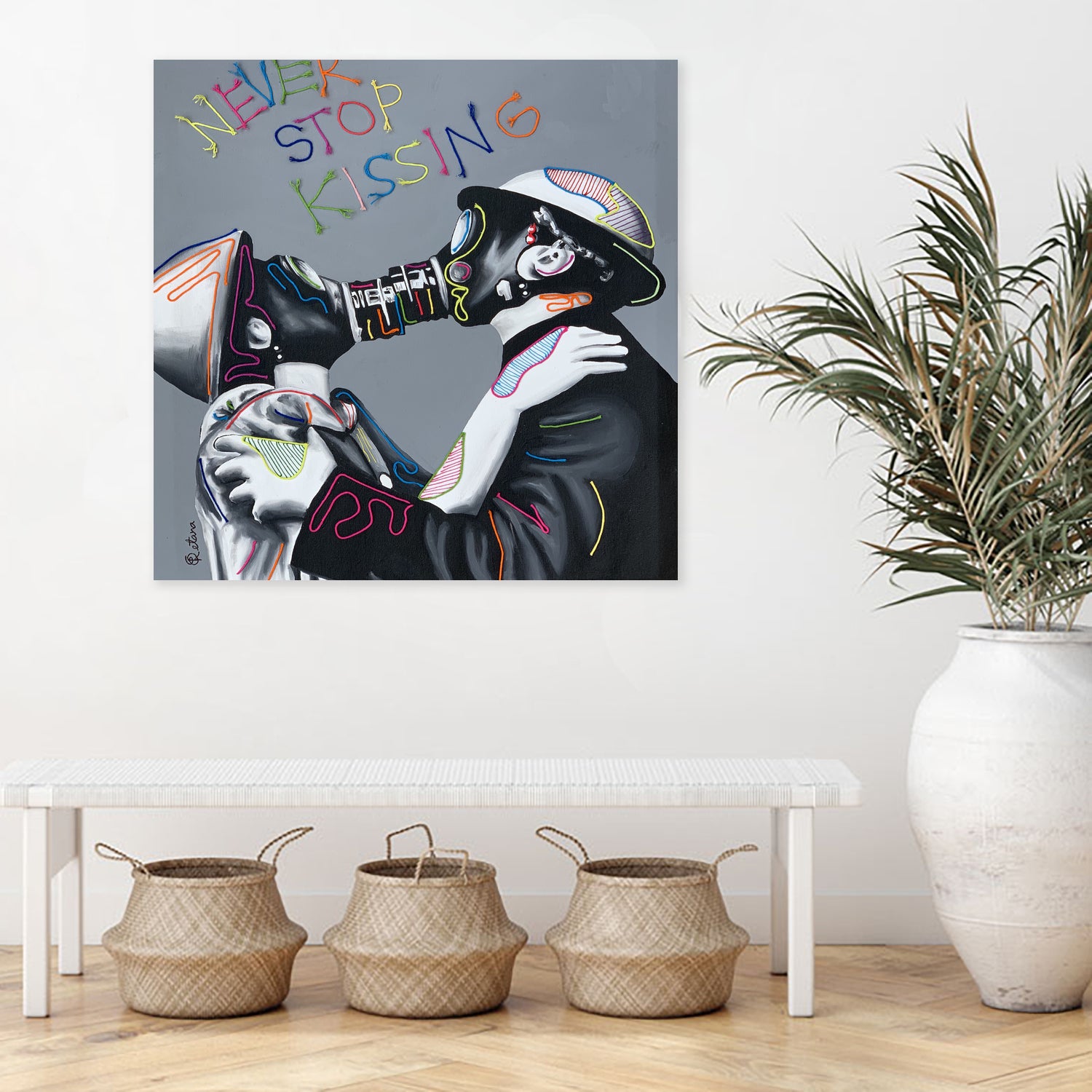 Never stop kissing by eugenia retana on GIANT ART - black mixed media