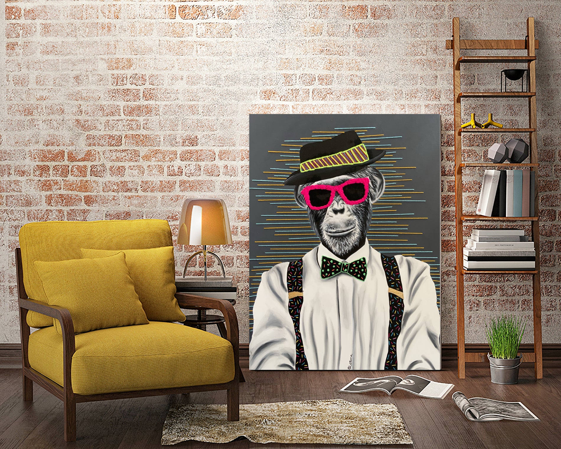 MONKEY business by eugenia retana on GIANT ART - black mixed media