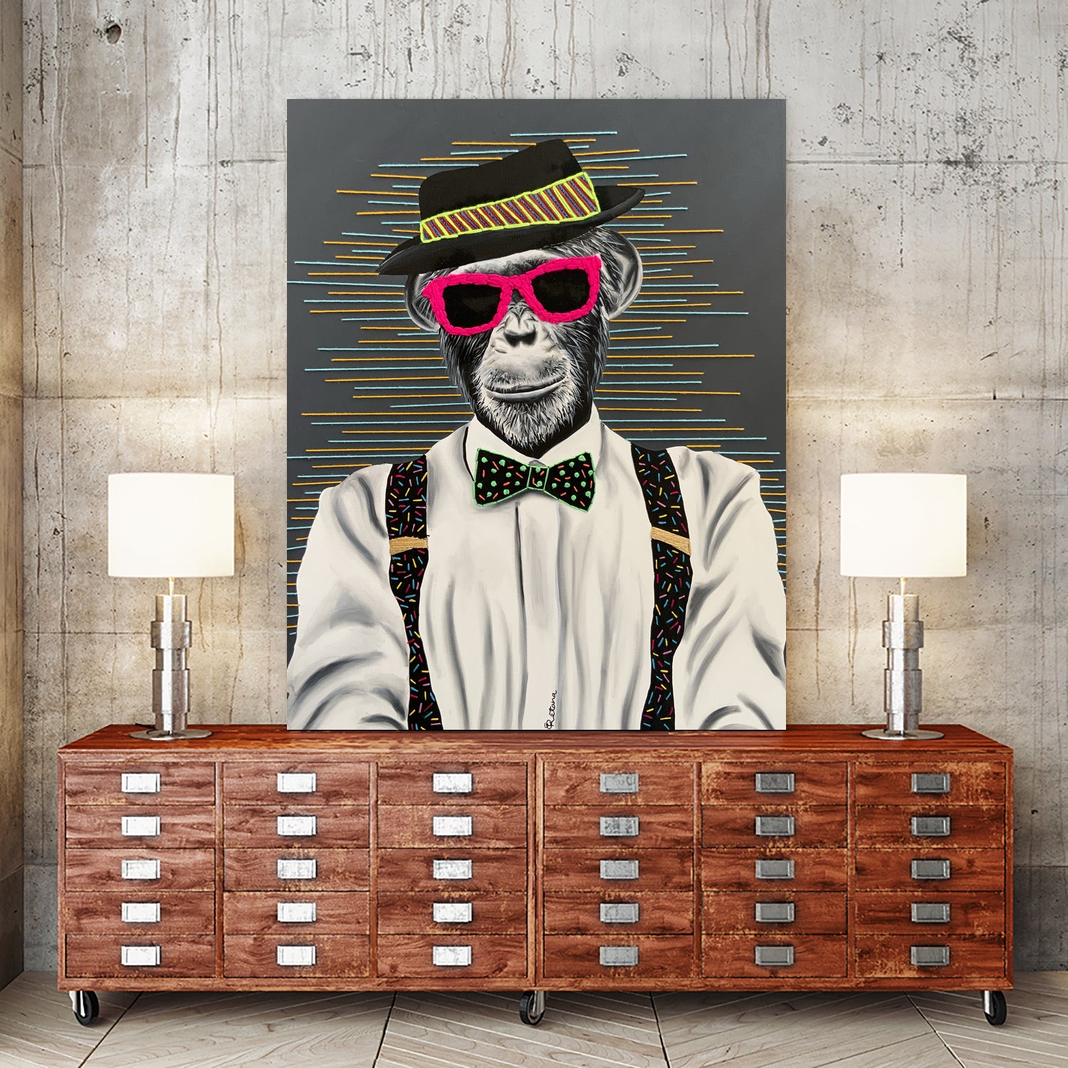 MONKEY business by eugenia retana on GIANT ART - black mixed media