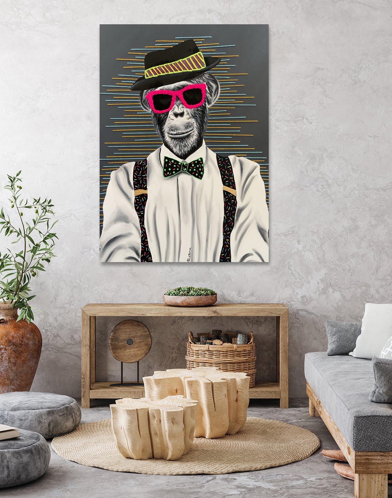 MONKEY business by eugenia retana on GIANT ART - black mixed media