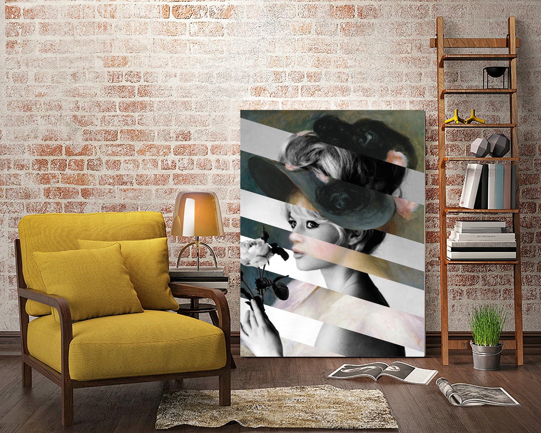 Renoir’s Young Girl in a Black Hat & Brigitte Bardot by Luigi Tarini on GIANT ART - gray photo manipulation