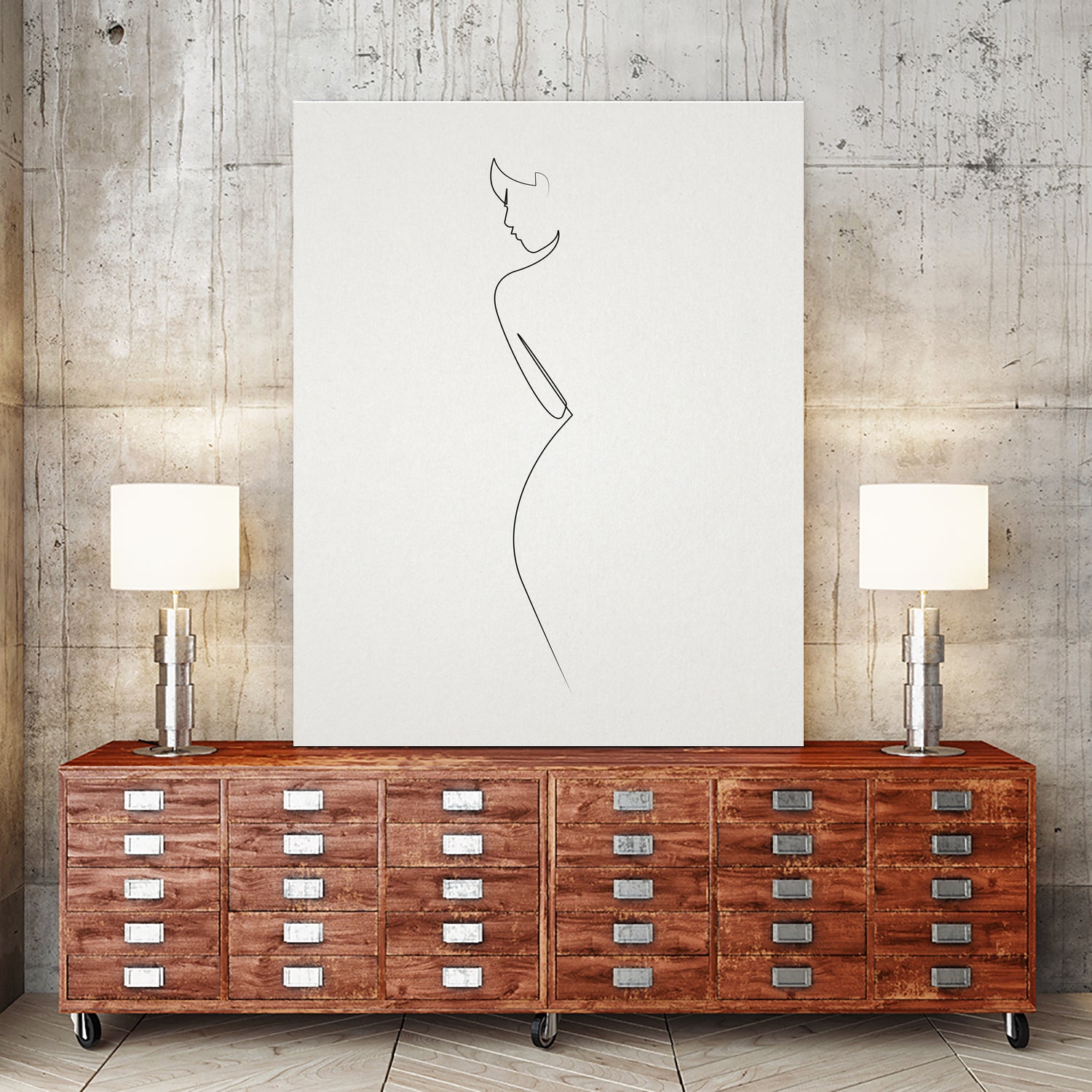One Line nude by Christophe Louis on GIANT ART - brown digital drawing
