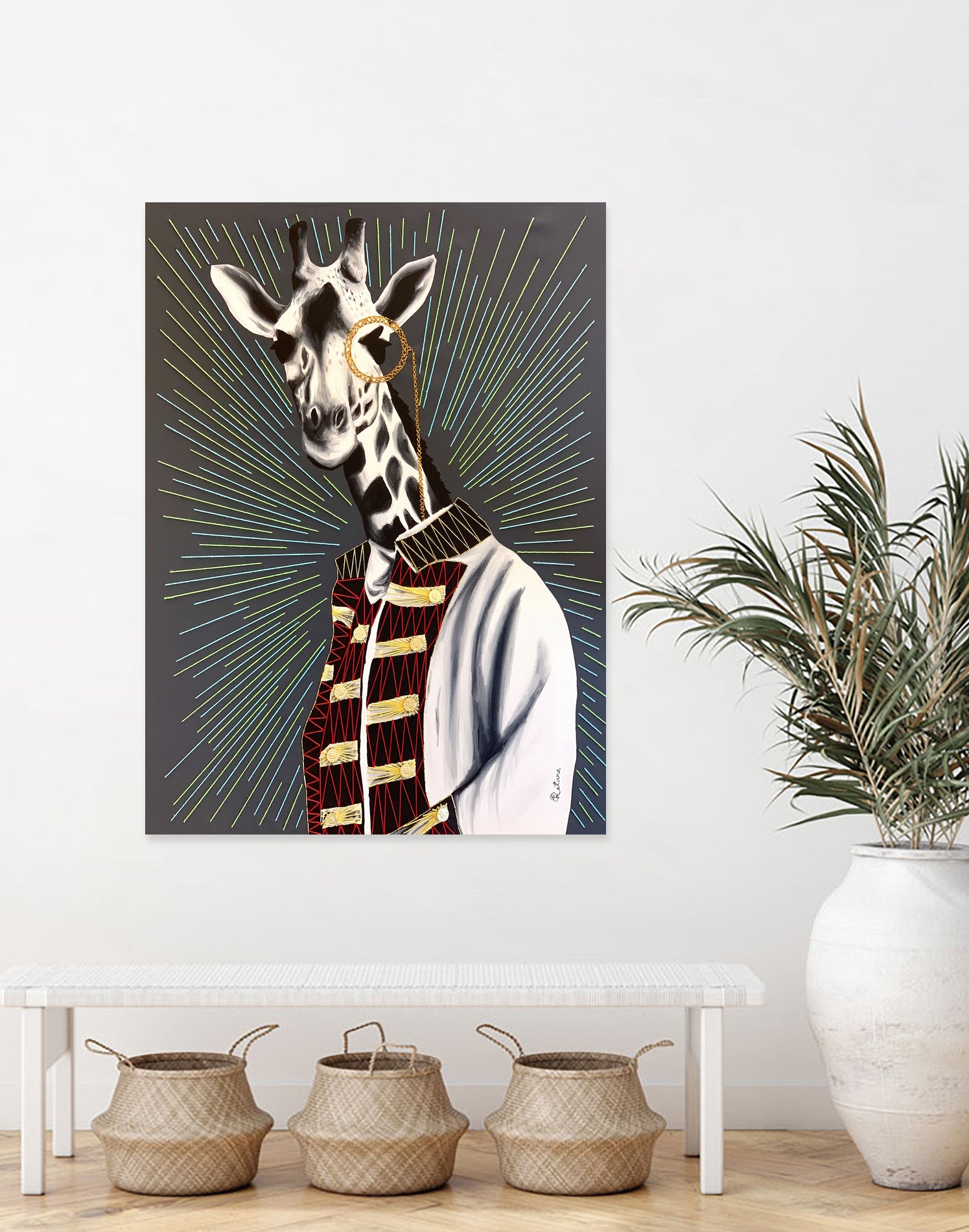 Mr giraffe by eugenia retana on GIANT ART - gray mixed media